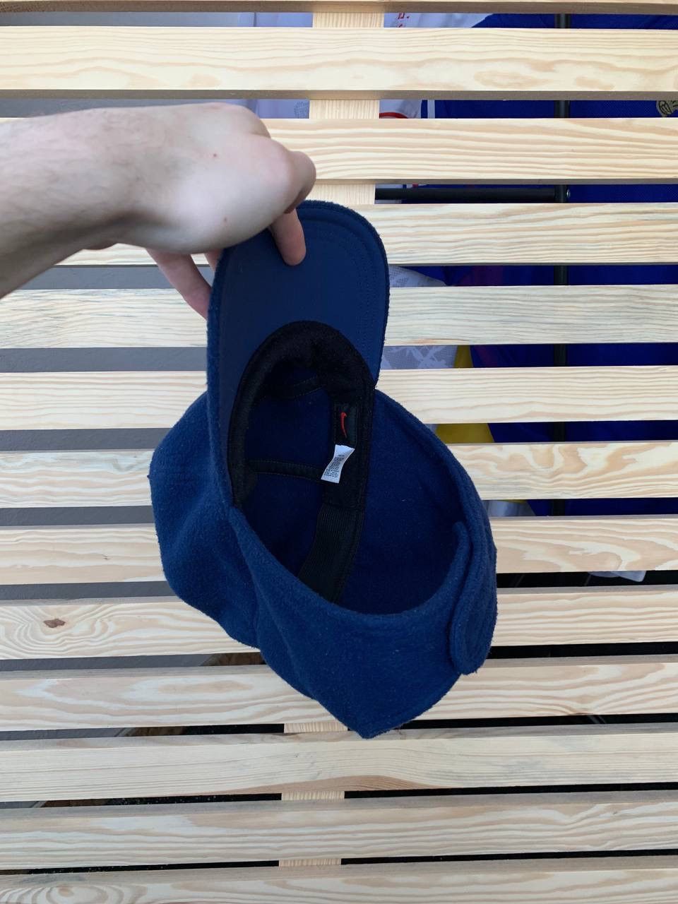 Nike × Vintage Vintage Nike-Fit Navy Fleece 2 In 1 Cap Ear Cover Hat Size ONE SIZE - 10 Thumbnail