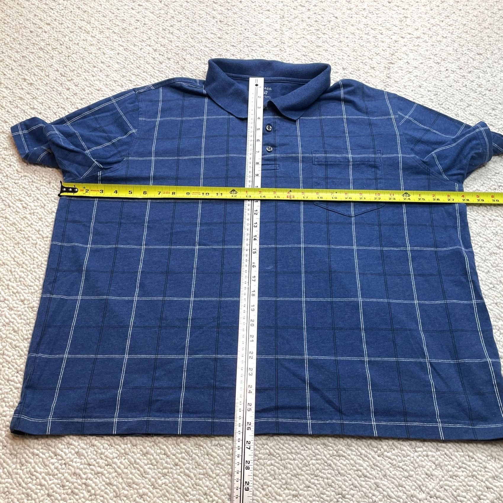 George George Polo Shirt Mens 2XL Blue Check Short Sleeve Cotton Knit Golf Rugby Polo Shirt Mens XXL 50-52 Casual Travel Shirts Polo shirt Mens Big & Tall Size US XXL / EU 58 / 5 - 5 Thumbnail