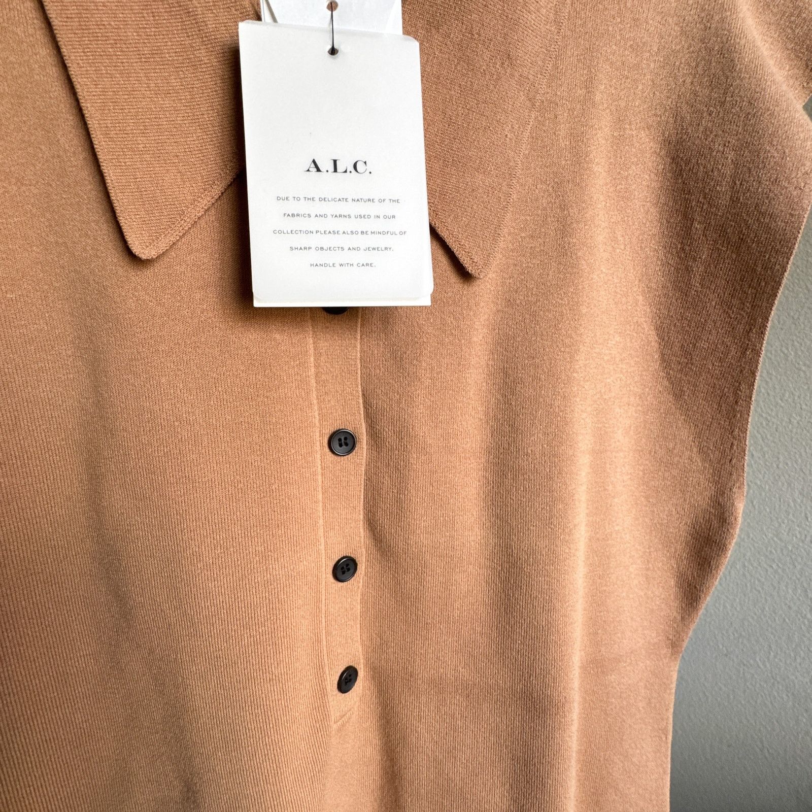 A.L.C. A.L.C. Taylor Knit Polo Collared Sweater Top Tan Size XL Size XL / US 12-14 / IT 48-50 - 8 Thumbnail