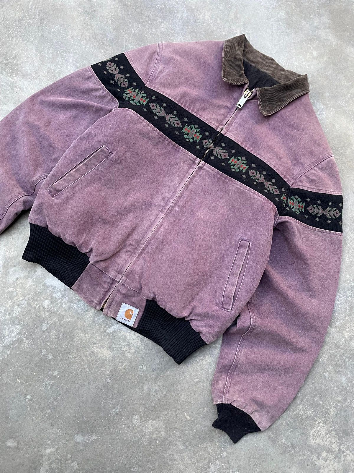 Carhartt 1994s Rare Carhartt JQ0457 “Aztec” Jacket Faded Damson Size US L / EU 52-54 / 3 - 4 Thumbnail
