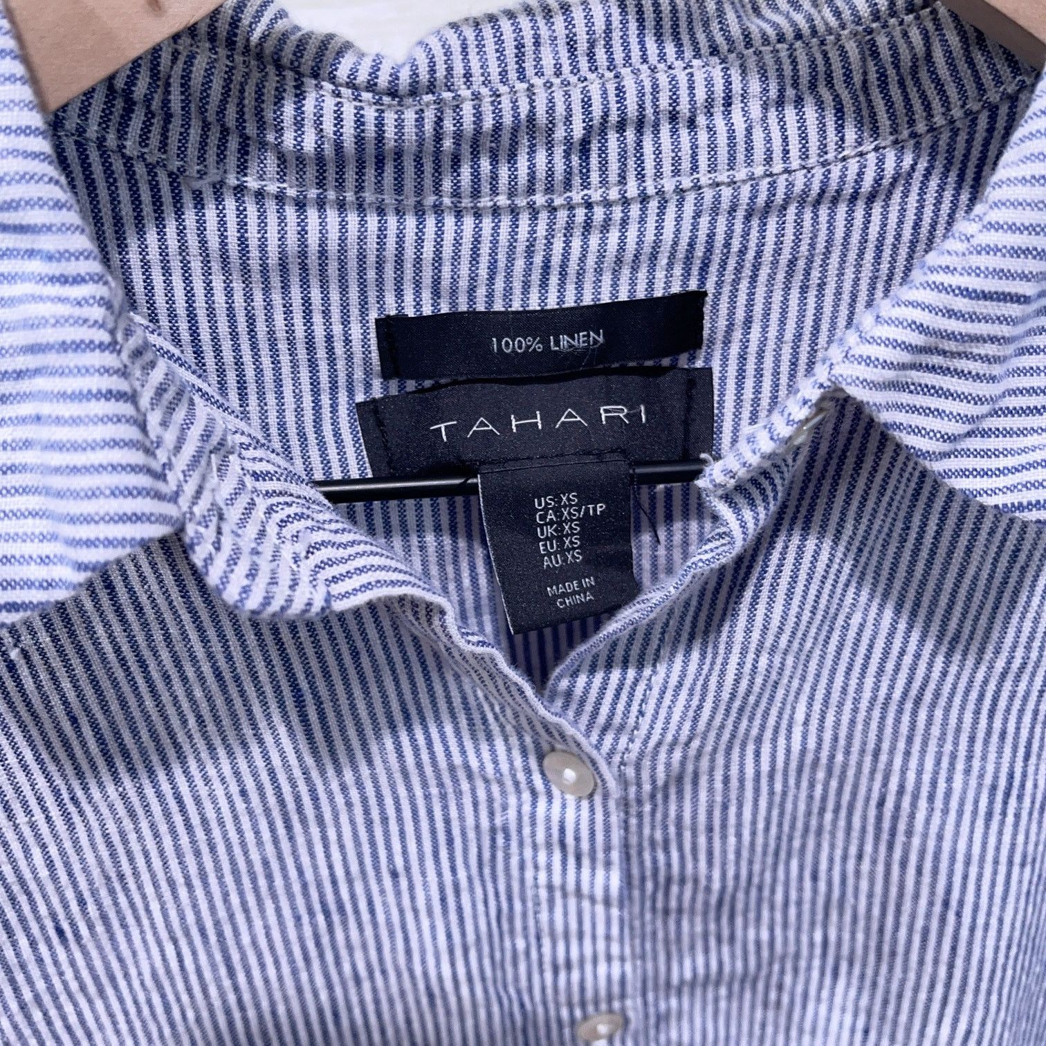 Elie Tahari Tahari Linen Short Sleeve Shirt Dress Blue White Stripe XS Size XS / US 0-2 / IT 36-38 - 5 Thumbnail