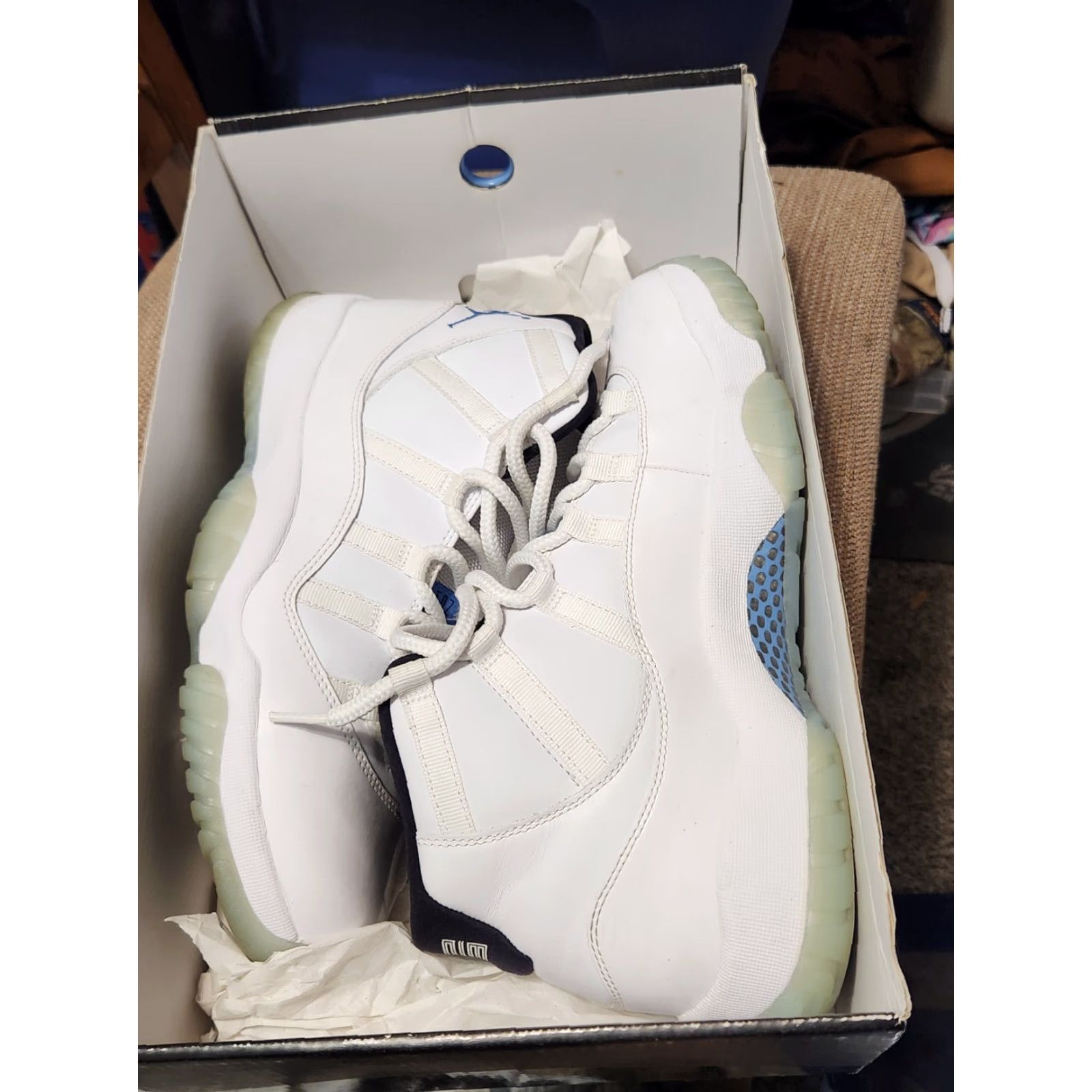 Jordan Brand Jordan Air Jordan 11 Retro High Legend Blue Sneaker Men US 10 White 2014 Athletic High Top 378037-117 Boys? Size US 9 / EU 42 - 2 Thumbnail