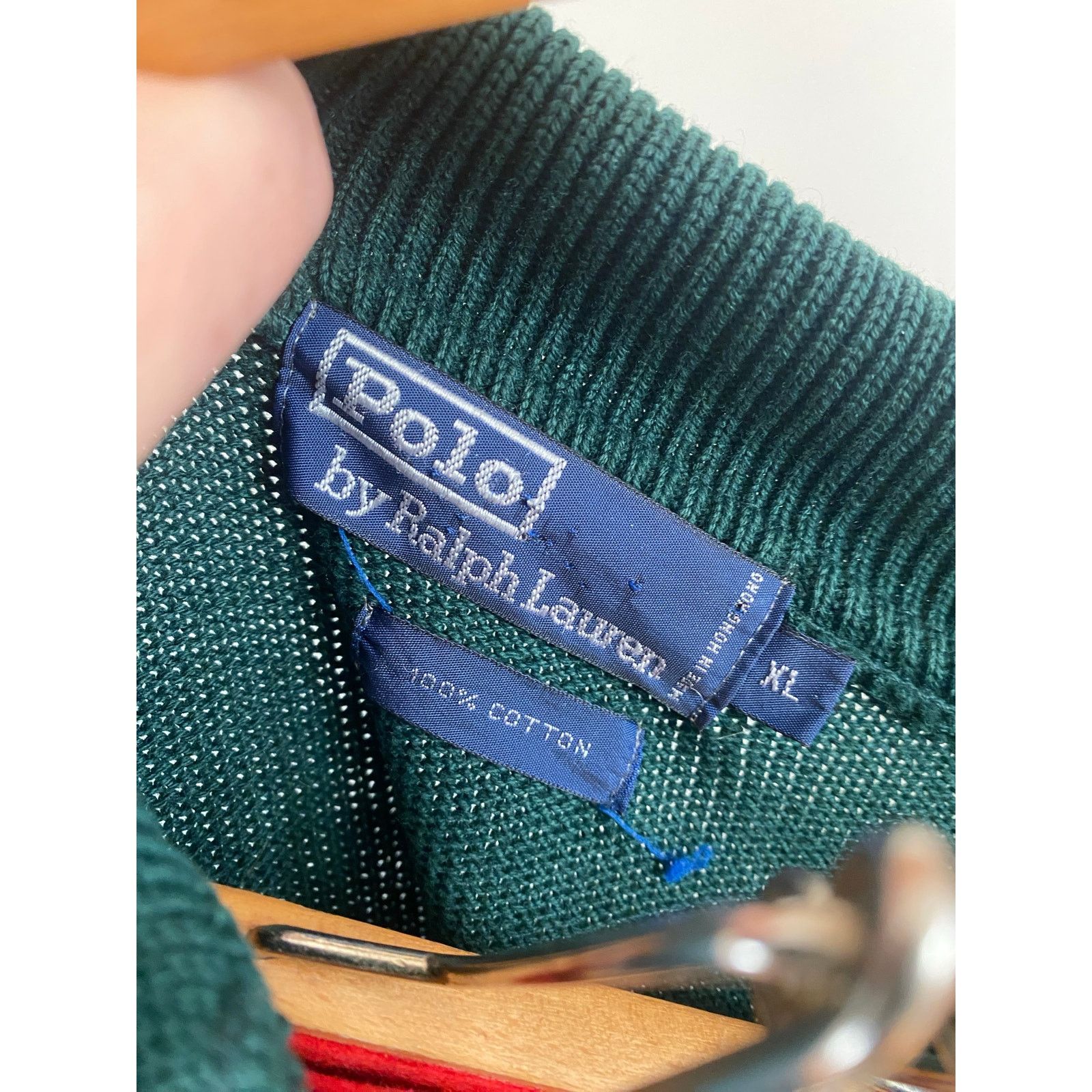 Polo Ralph Lauren × Ralph Lauren × Vintage Polo Ralph Lauren Cotton Pullover Sweater XL Green Purp Pony Size US XL / EU 56 / 4 - 4 Thumbnail