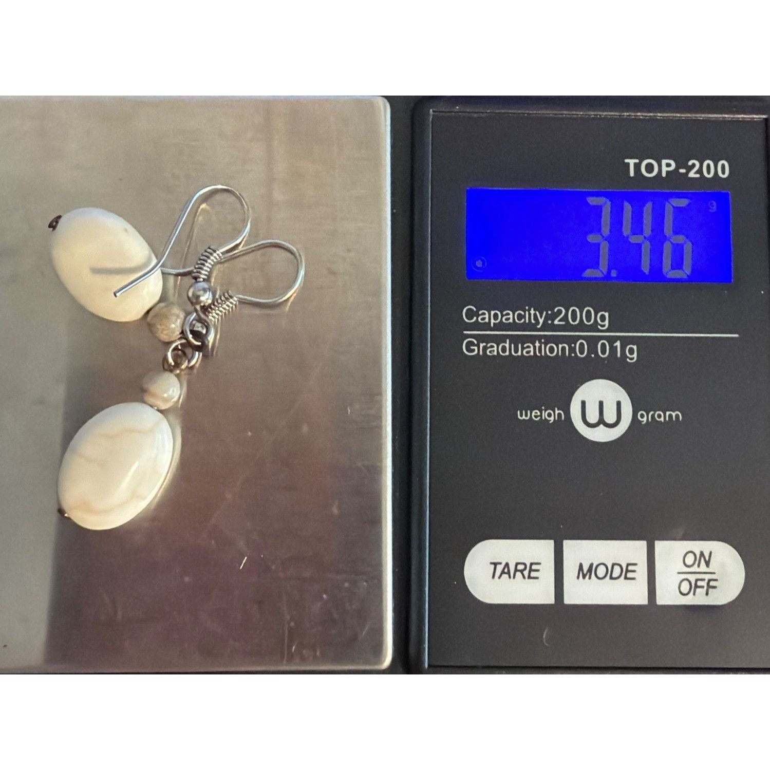 Other Vintage Silver Tone Dangle Earrings Natural Howlite Stone 1. Size ONE SIZE - 5 Thumbnail