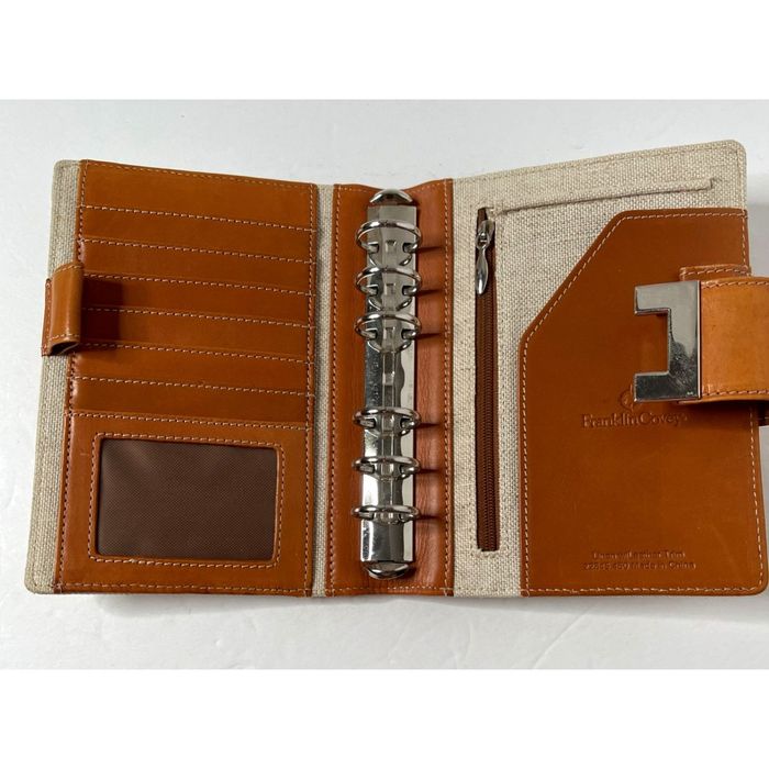vintage-franklin-covey-six-ring-leather-linen-compact-planner-grailed