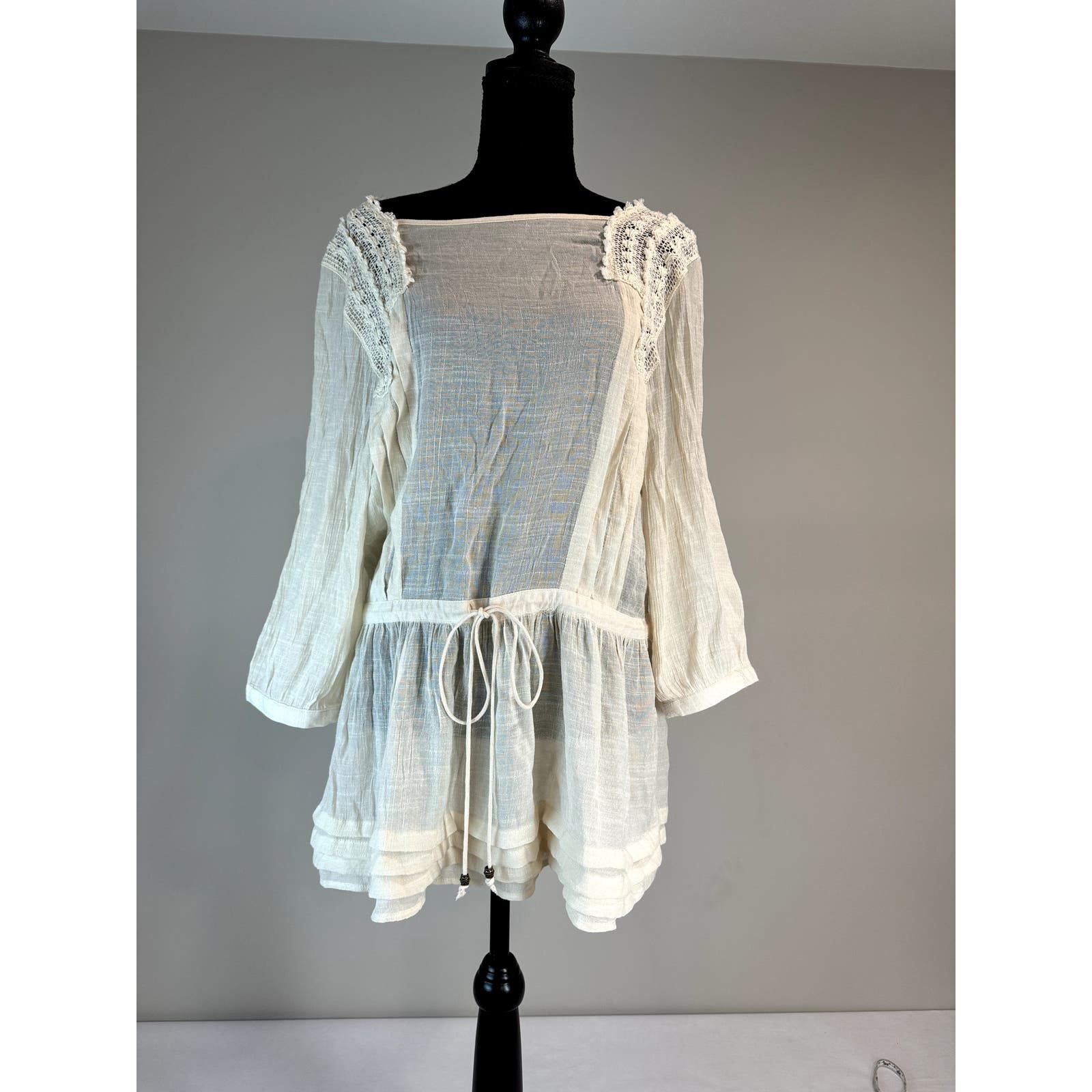 Other Entro Tunic Dress Rayon Blend Cream Colored - Size Large Size L / US 10 / IT 46 - 2 Thumbnail