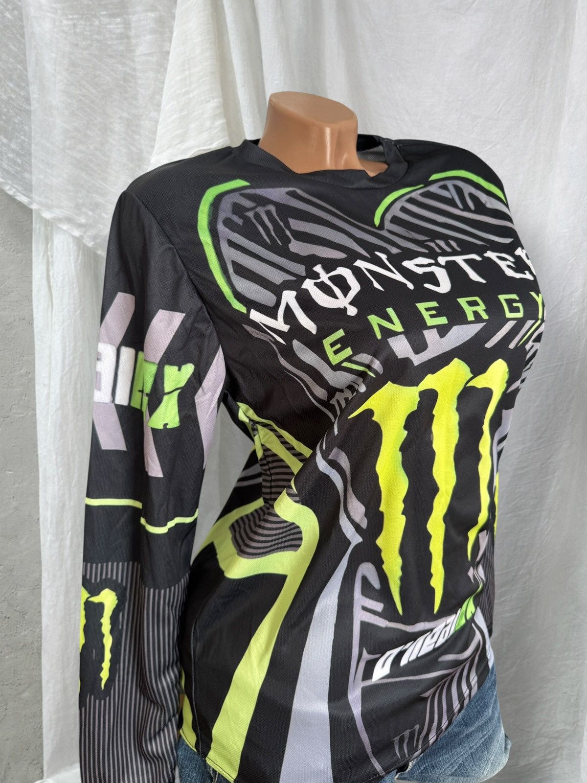 Japanese Brand Monster Energy Y2K Hype Moto Racing Long Sleeve Jersey Size M / US 6-8 / IT 42-44 - 3 Thumbnail