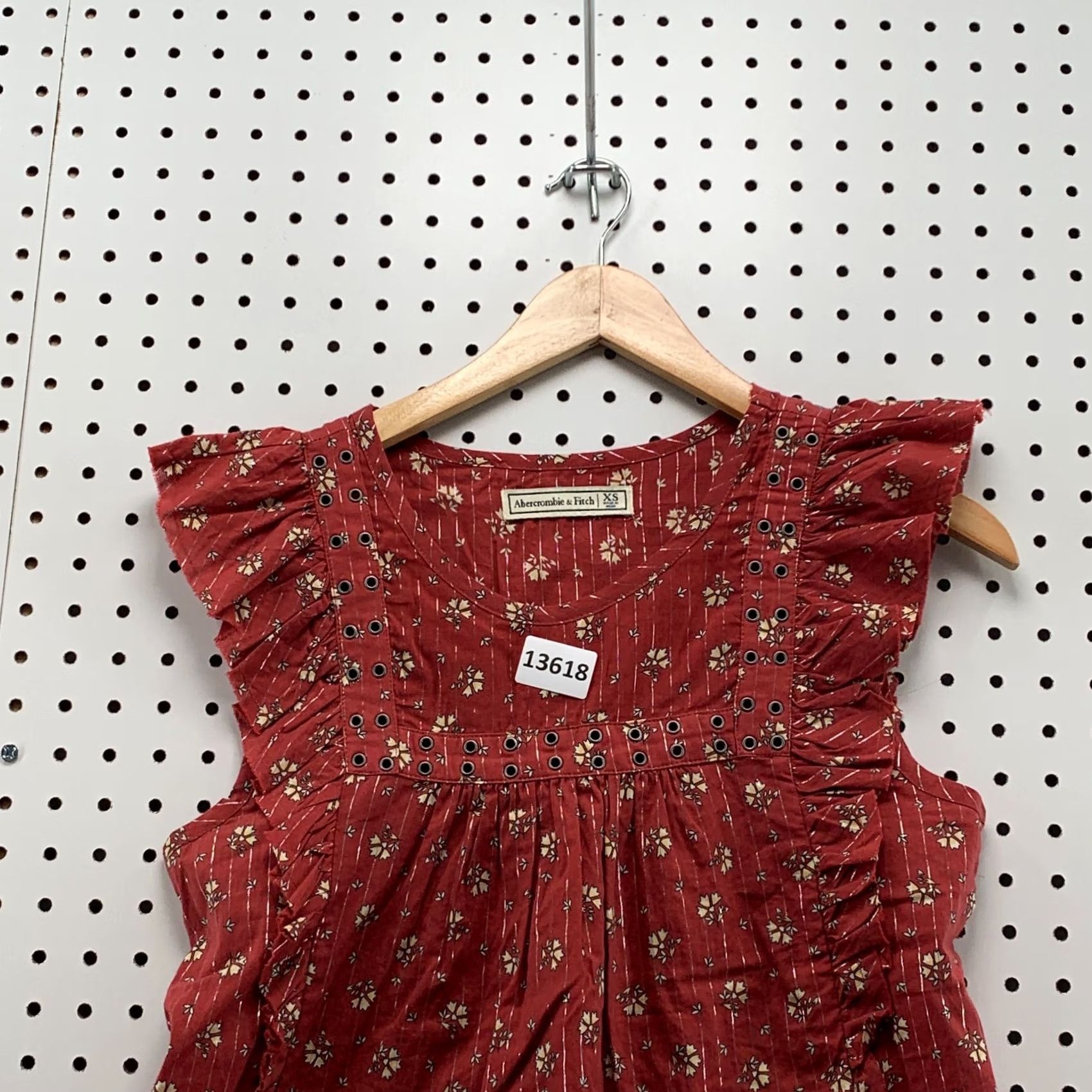 Abercrombie & Fitch Abercrombie & Fitch Floral Ruffle Top WOmens XS Auburn Silver Metallic Size XS / US 0-2 / IT 36-38 - 7 Thumbnail