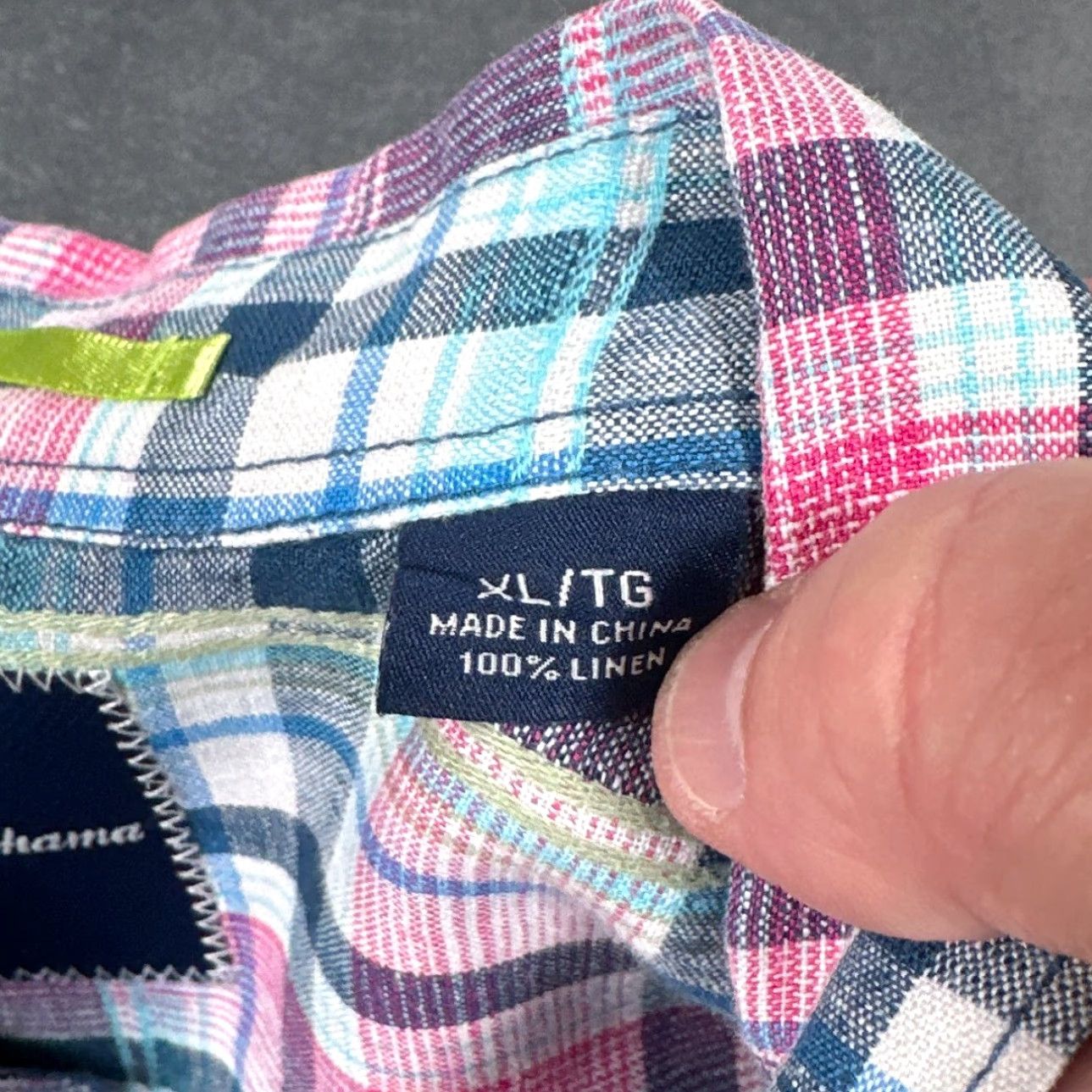 Tommy Bahama Tommy Bahama Linen Shirt Blue Pink Plaid Long Sleeve Adult XL Button-Up Mens Size US XL / EU 56 / 4 - 3 Thumbnail