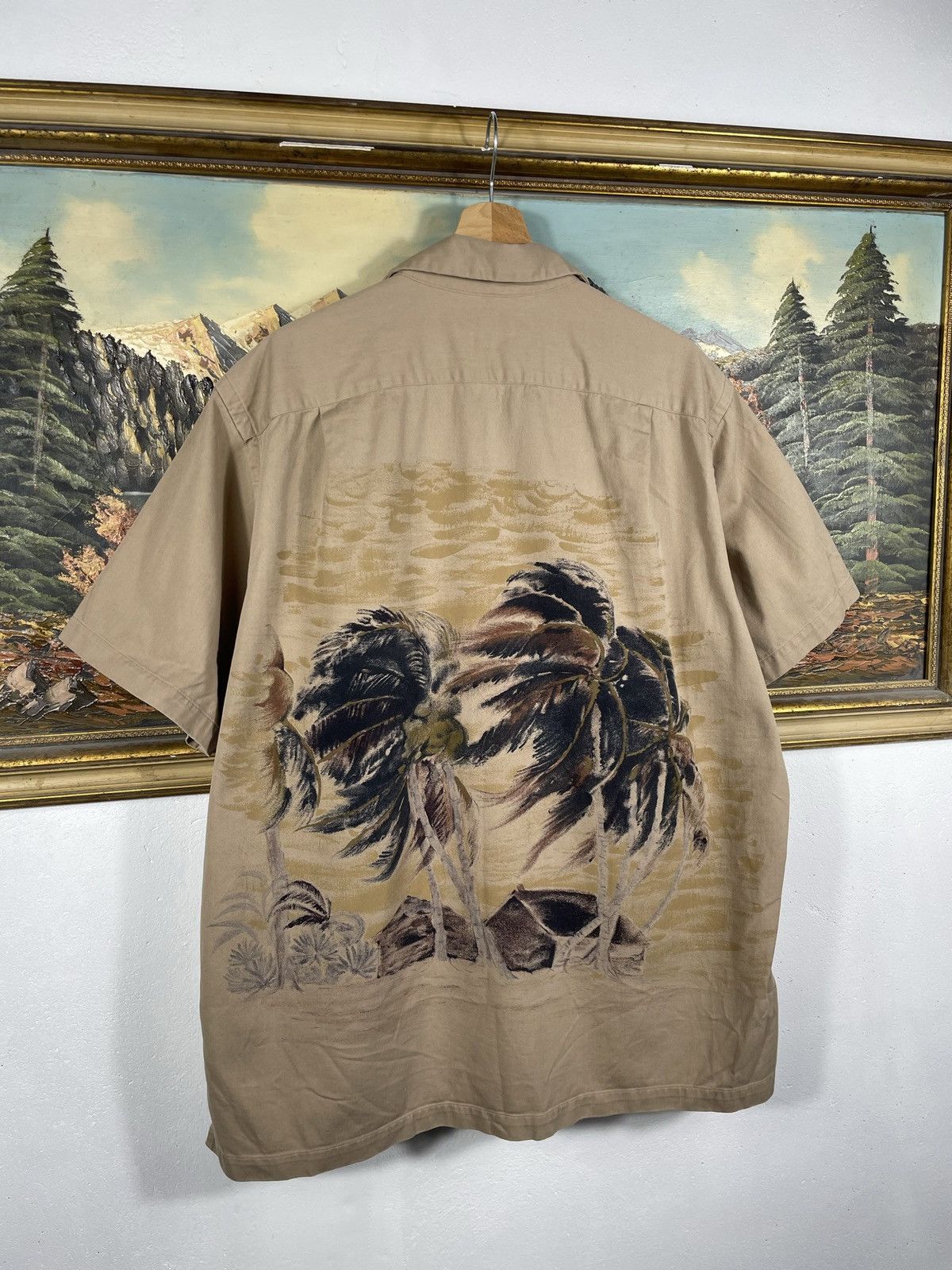 Polo Ralph Lauren × Ralph Lauren × Vintage Polo Ralph Lauren Biege Plam Tree Camp Vintage 90s Shirts Size US L / EU 52-54 / 3 - 10 Thumbnail
