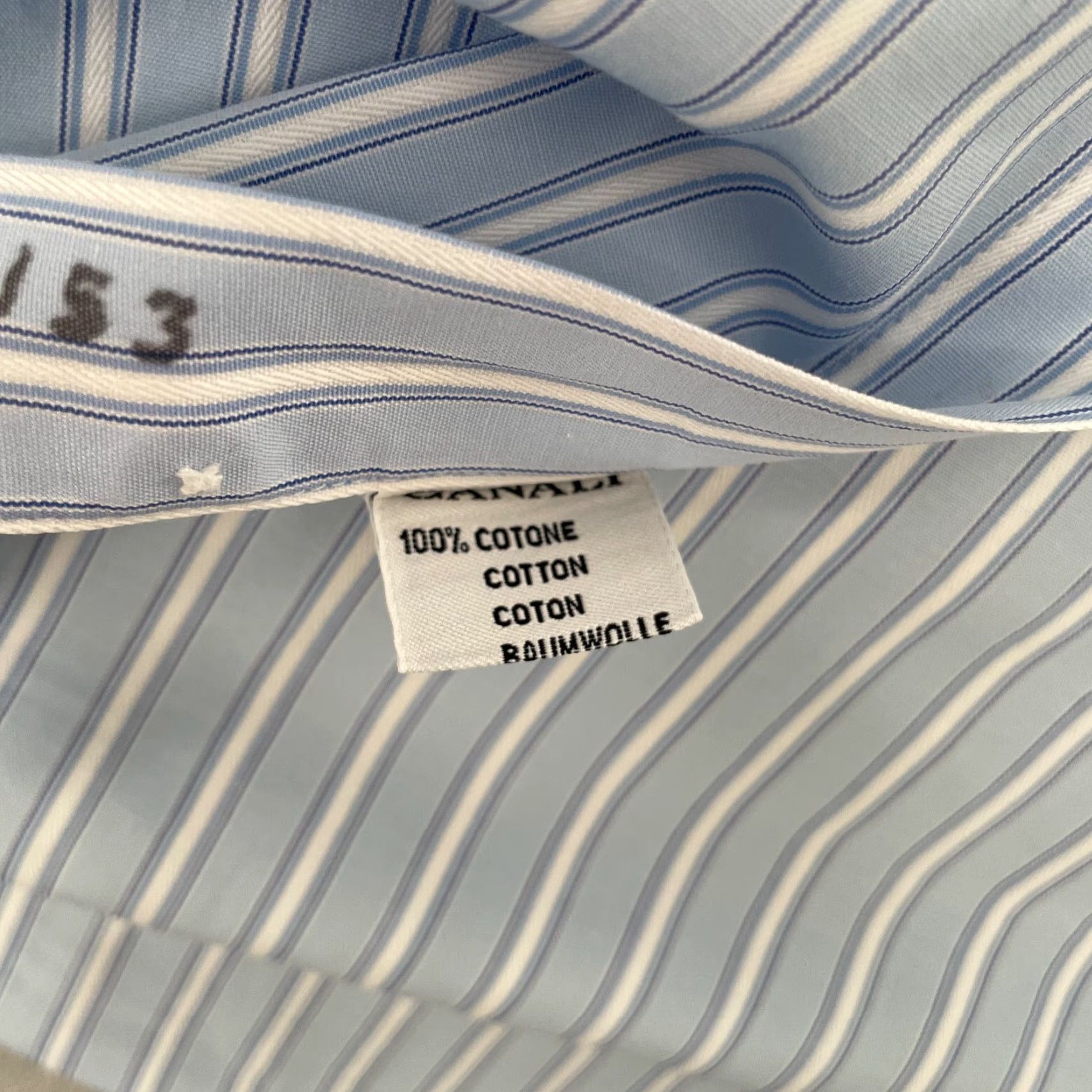 Canali VINTAGE Canali Dress Shirt Adult 16 Blue Striped Button Up Long Sleeve Cotton Italy Mens Size US L / EU 52-54 / 3 - 6 Thumbnail
