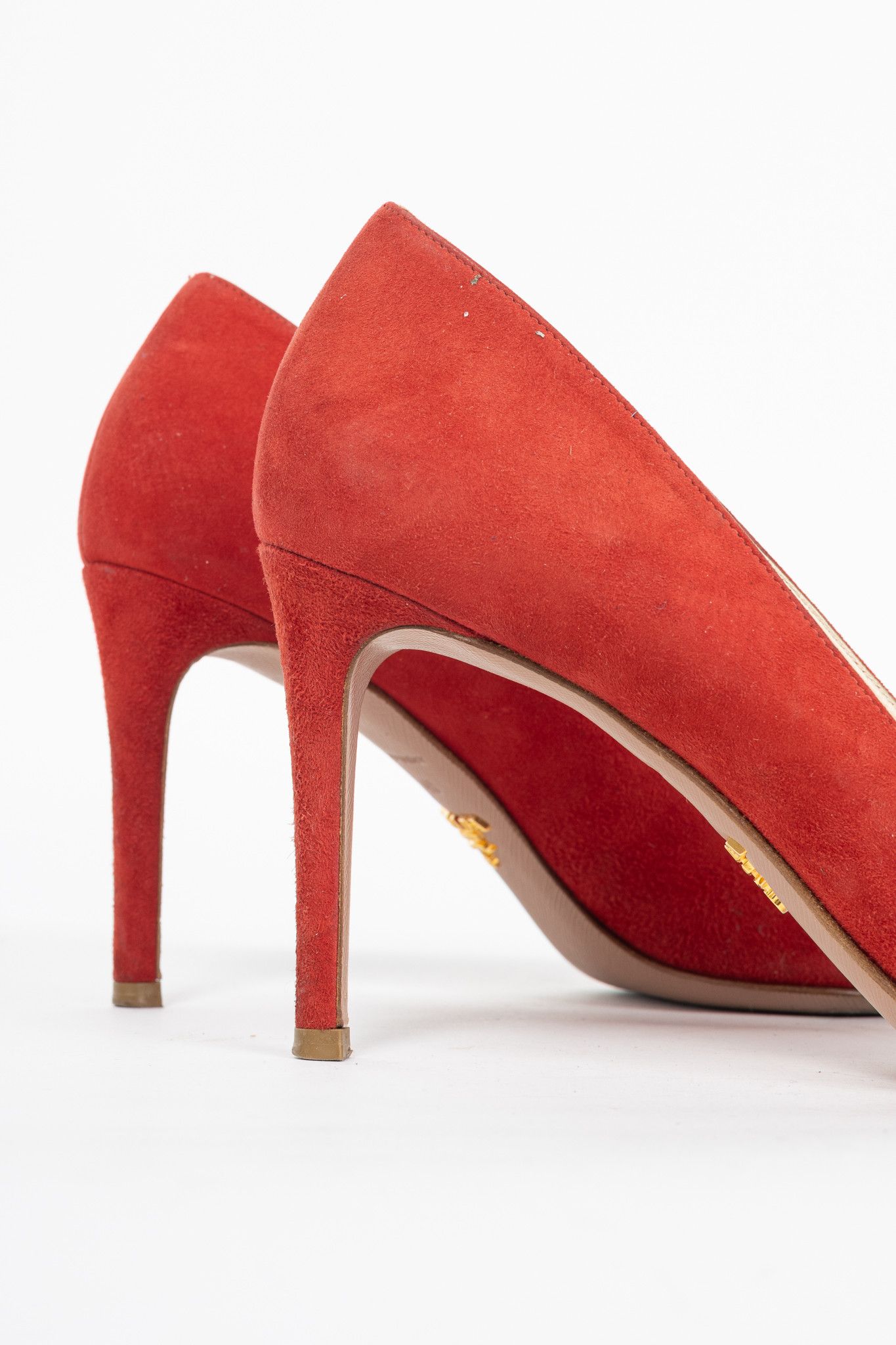 Prada Prada Red Suede Pointed-Toe Pumps Size US 9.5 / IT 39.5 - 7 Thumbnail