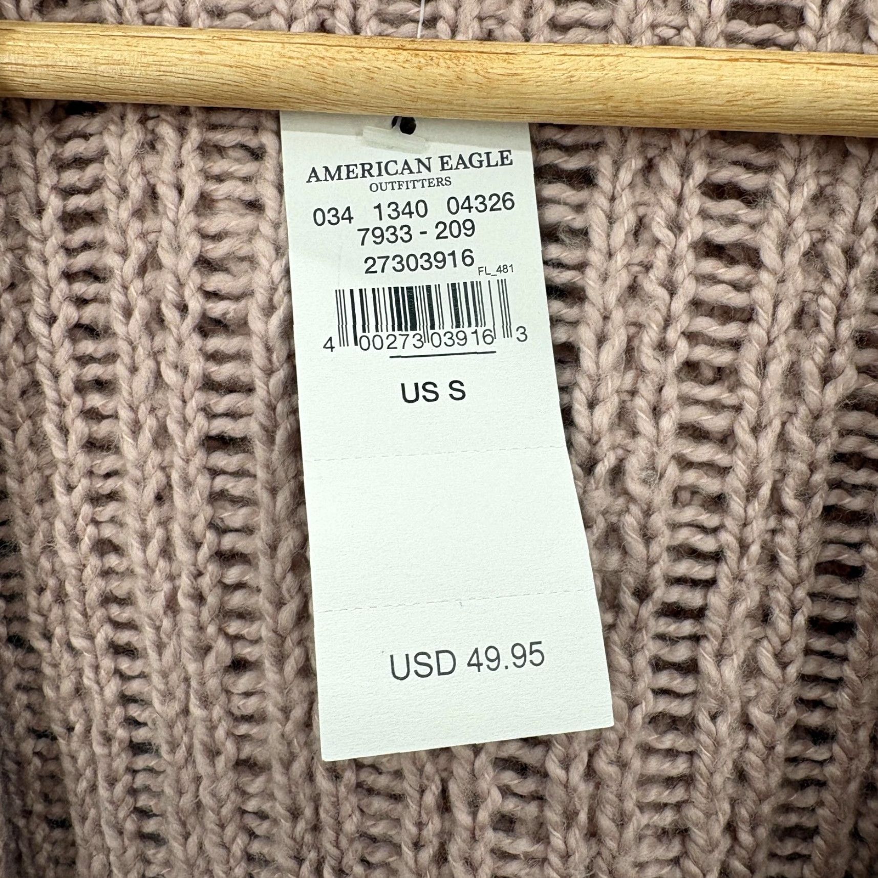 American Eagle Outfitters VINTAGE American Eagle Cardigan Sweater Womens Small Pink Hooded Open Knit Pockets NWT Size S / US 4 / IT 40 - 5 Thumbnail