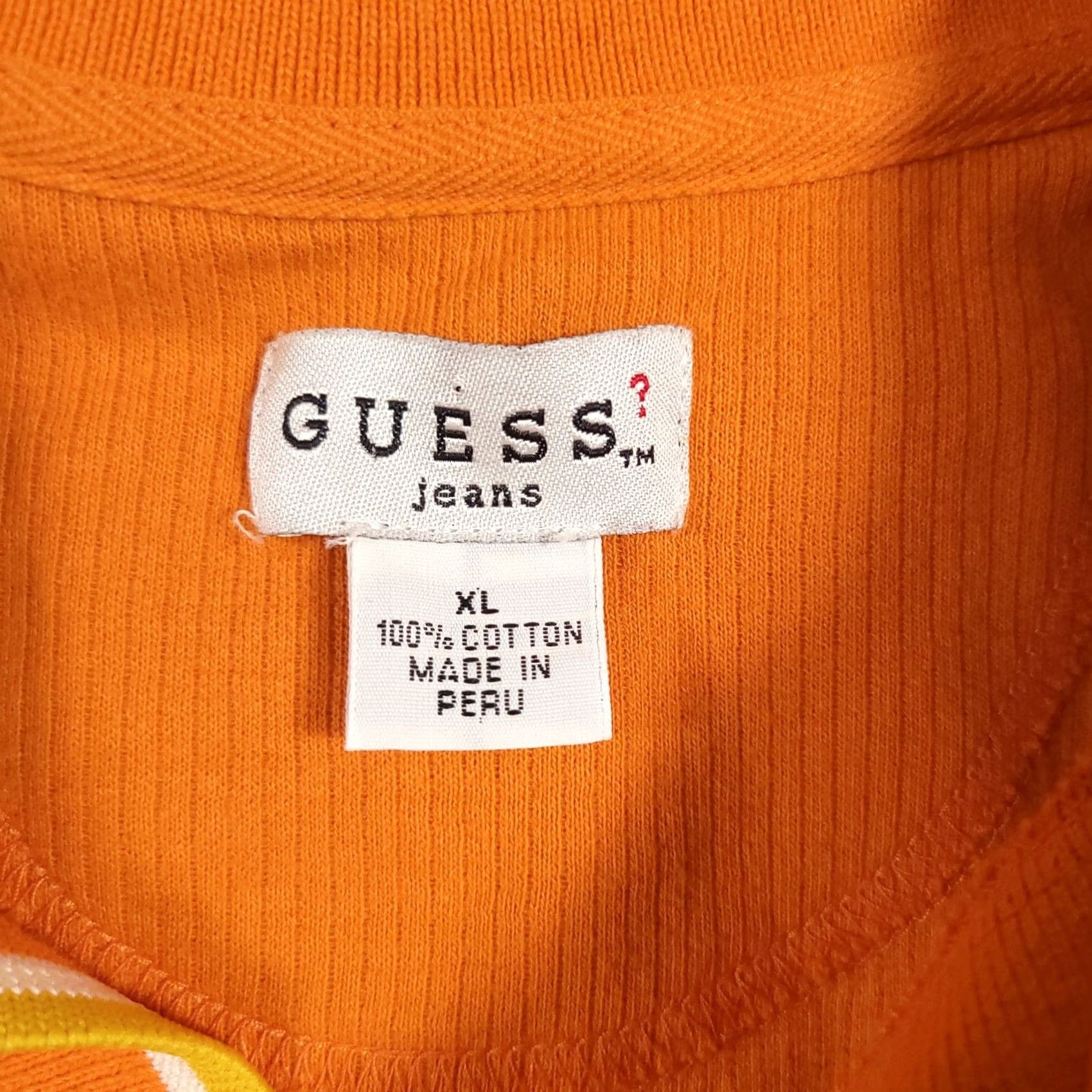 Guess VINTAGE Guess Jeans Polo Shirt Mens XL Orange Yellow Trim 100% Cotton Embroidered Polo Casual Preppy 90s Mens Size US XL / EU 56 / 4 - 6 Thumbnail