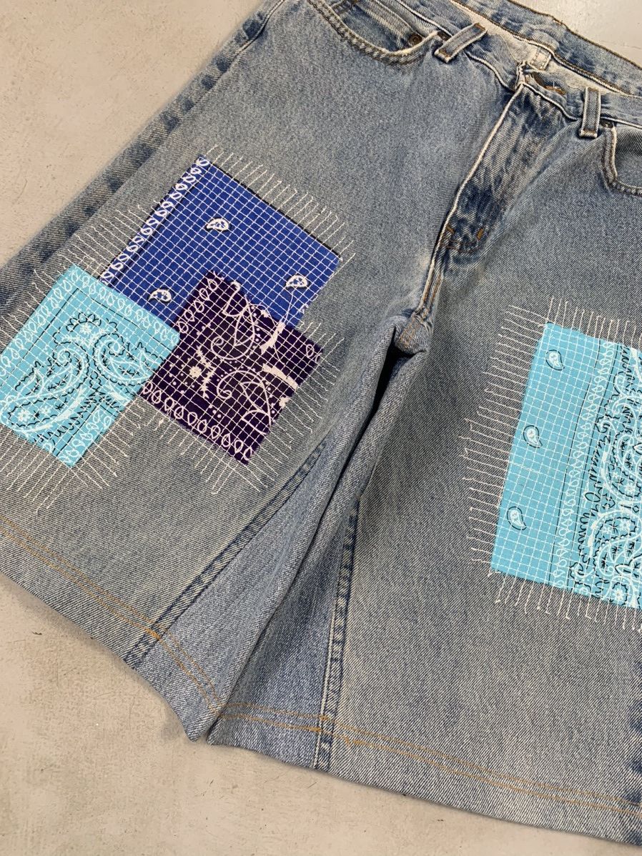 Levi's Vintage upcycled bandana patch denim shirts Size US 30 / EU 46 - 3 Thumbnail