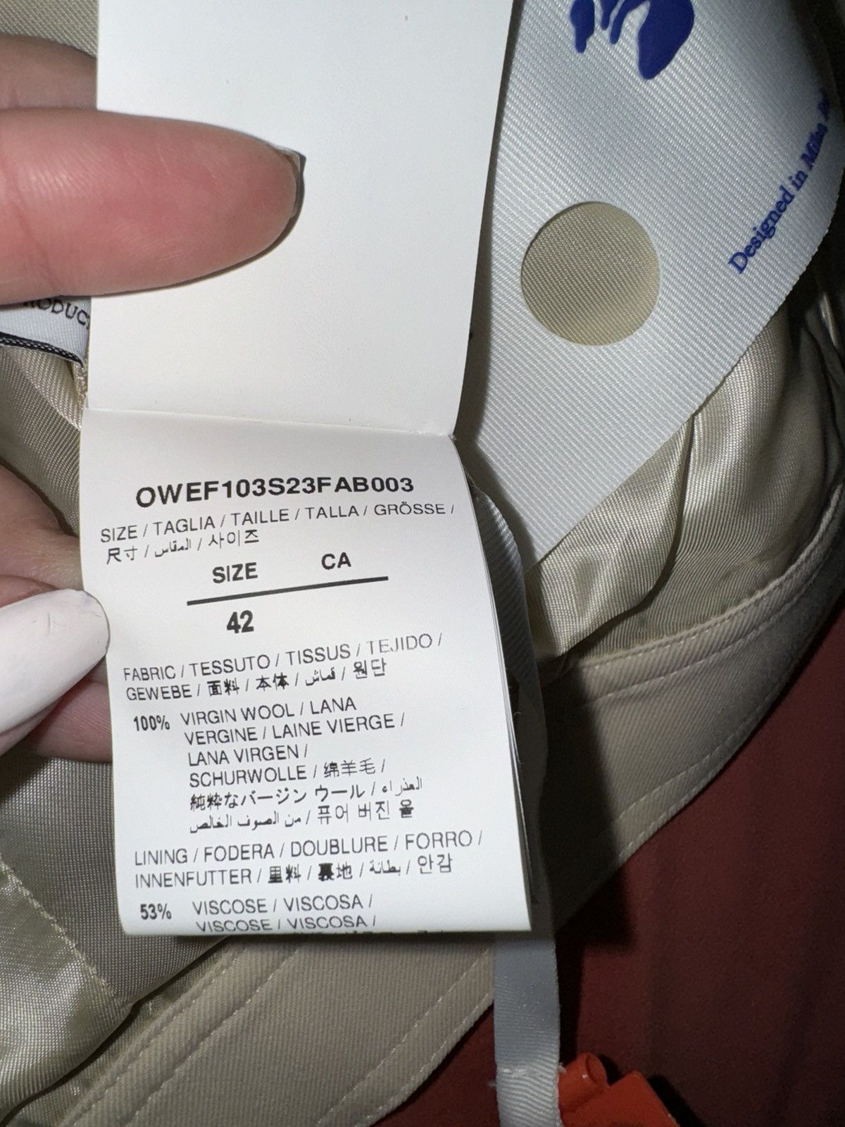 Off-White New Off-White virgin wool jacket, size M, 42 It Size M / US 6-8 / IT 42-44 - 7 Thumbnail
