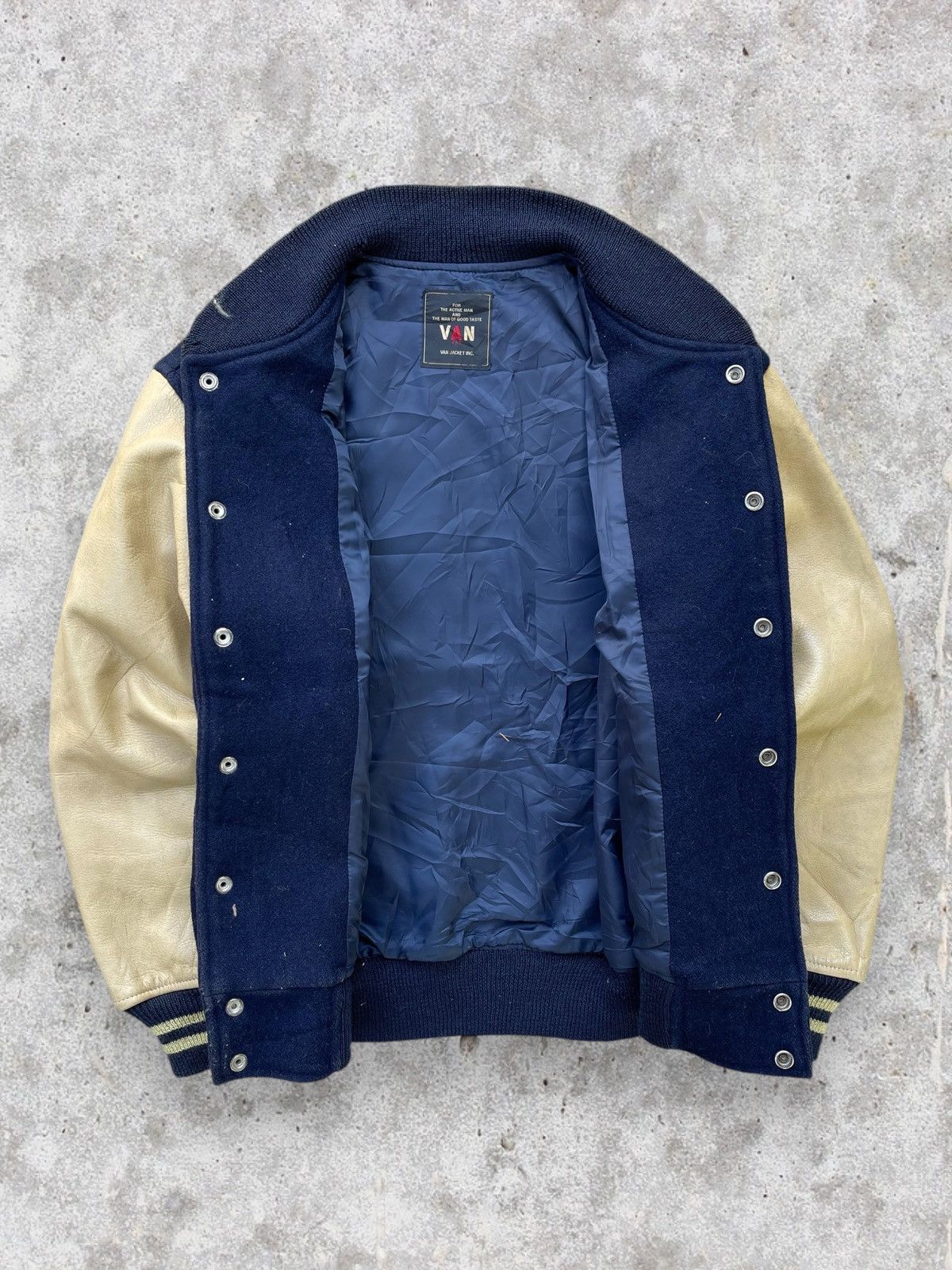 Vintage 🔥Vintage Van Jac Leather Sleeve Varsity Jacket Size US M / EU 48-50 / 2 - 5 Thumbnail