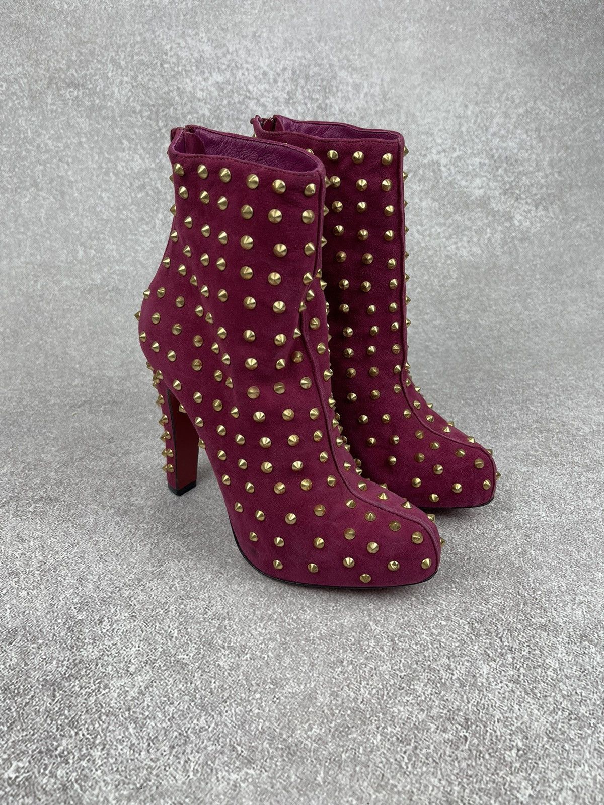 Christian Louboutin Christian Louboutin Ariella Clou Pink Suede Ankle Boots Size US 7.5 / IT 37.5 - 1 Thumbnail