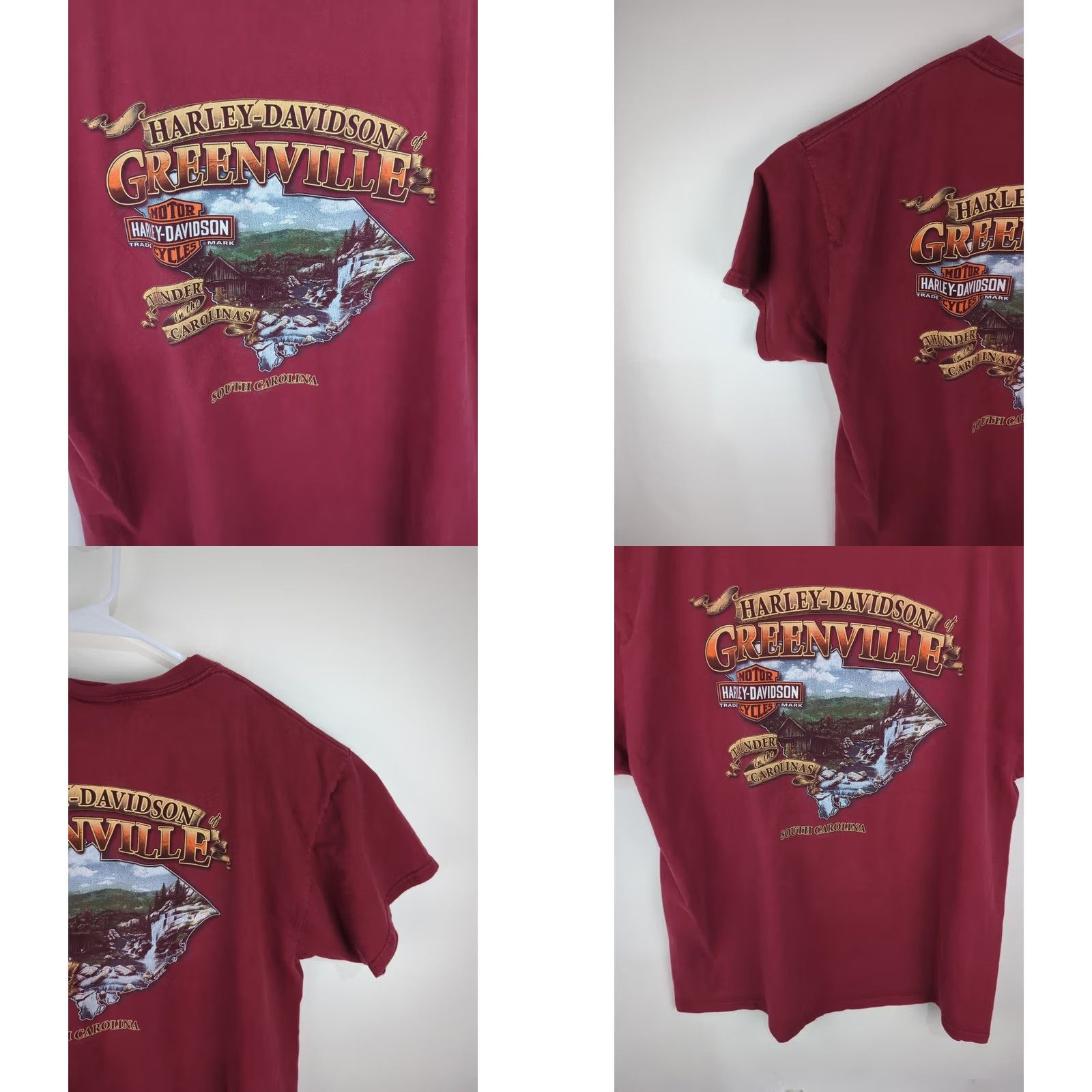 Harley Davidson Harley-Davidson Red Greenville North Carolina T-Shirt XL Thunder Motorcycles Mens Size US XL / EU 56 / 4 - 9 Thumbnail
