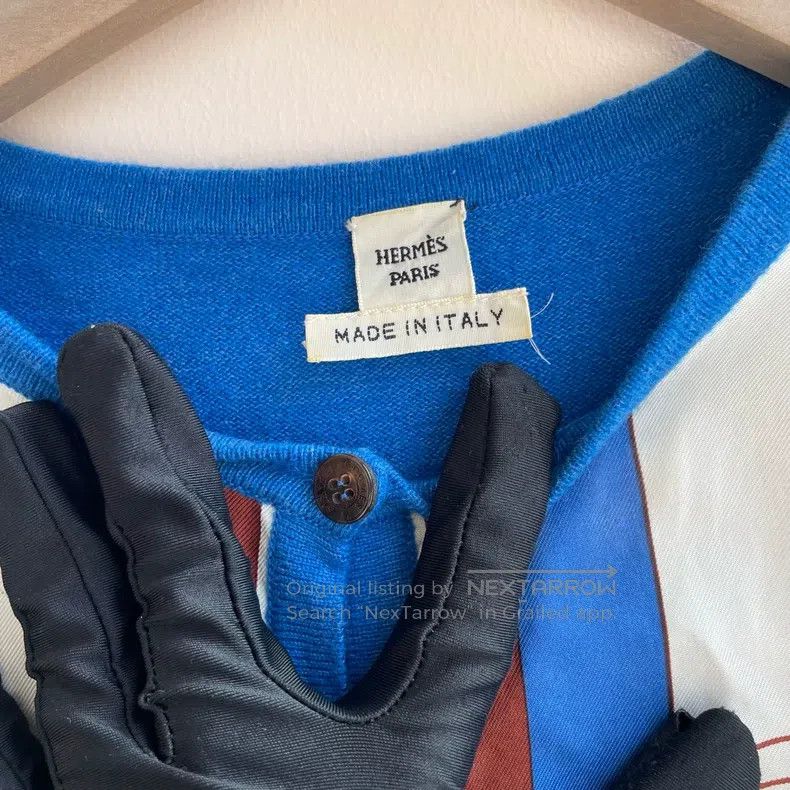 Hermes Hermes Navy Blue Knit Cardigan with Mixed Printing Size XS / US 0-2 / IT 36-38 - 4 Thumbnail