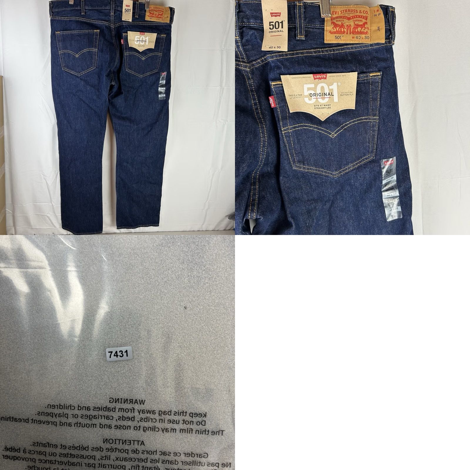 Levi's Levi's 501 Original Men's Blue Jeans Size 40 x 30 Straight Leg Dark Size US 40 / EU 56 - 8 Thumbnail
