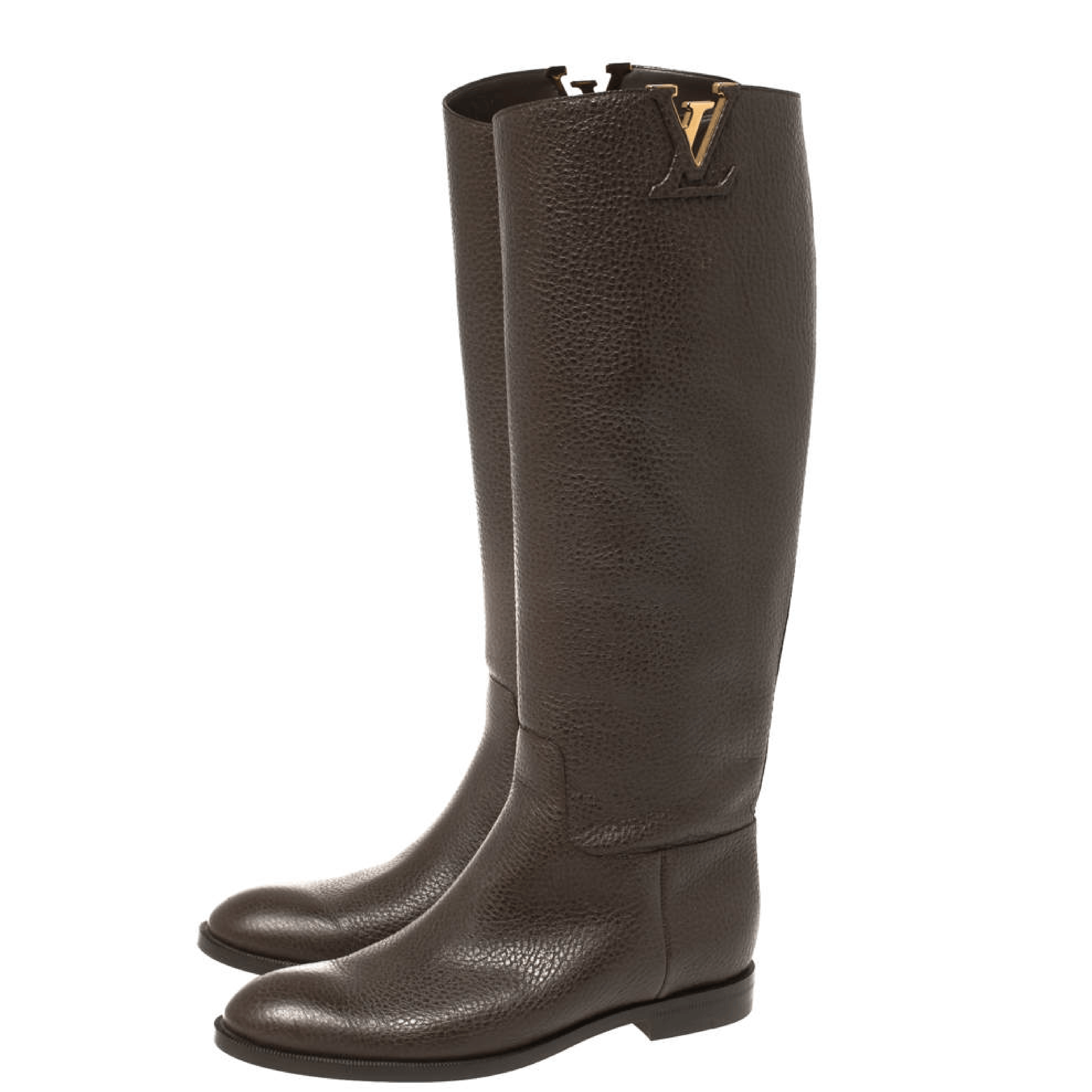 image of Louis Vuitton Brown Leather Heritage Knee High Boots, Women's (Size 5)