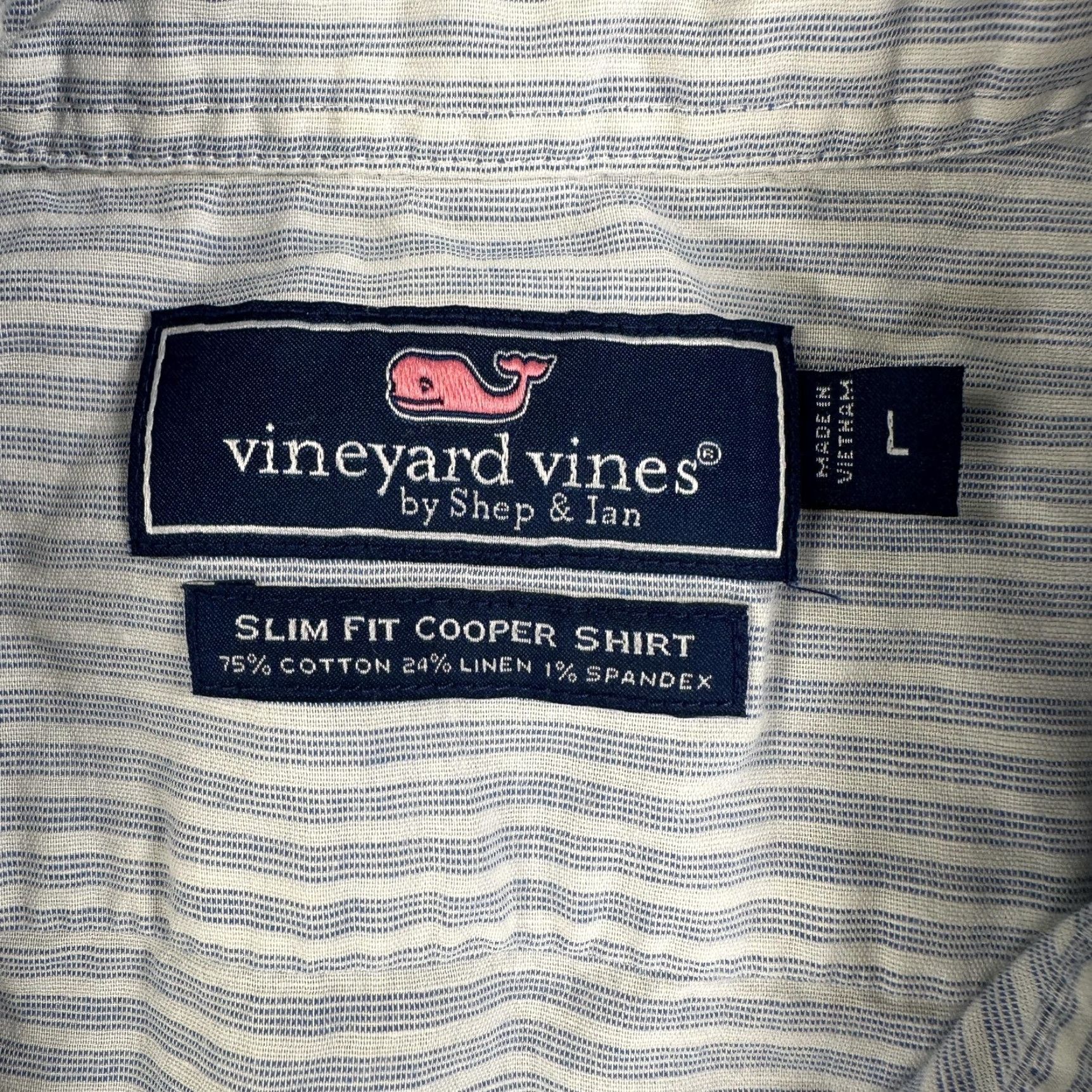 Vineyard Vines Vineyard Vines Slim Fit Cooper Shirt Mens L Blue Striped Button Up Stretch I Cotton Linen Spandex Size US L / EU 52-54 / 3 - 2 Thumbnail