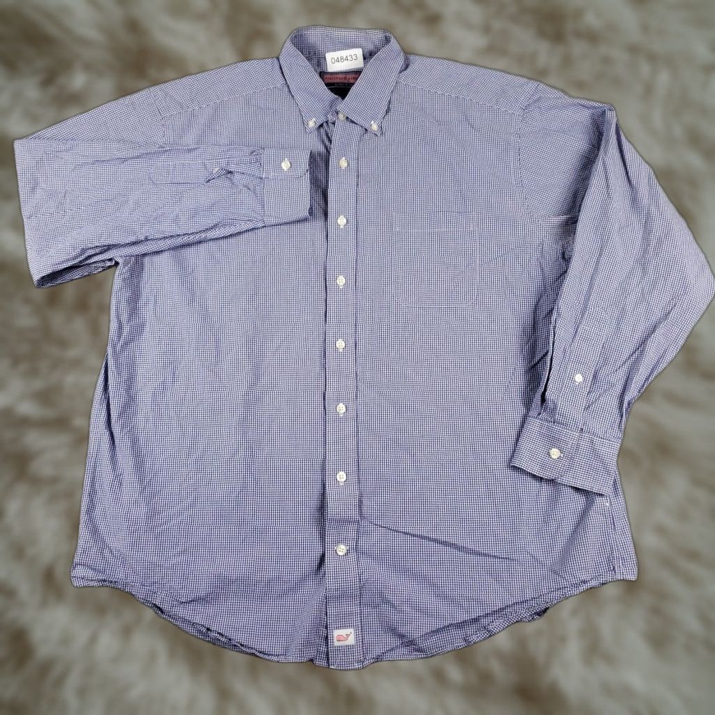 Vineyard Vines VINEYARD VINES Shirt XL Purple Check Button-Up Long Sleeve Mens Casual Preppy Size US XL / EU 56 / 4 - 1 Thumbnail