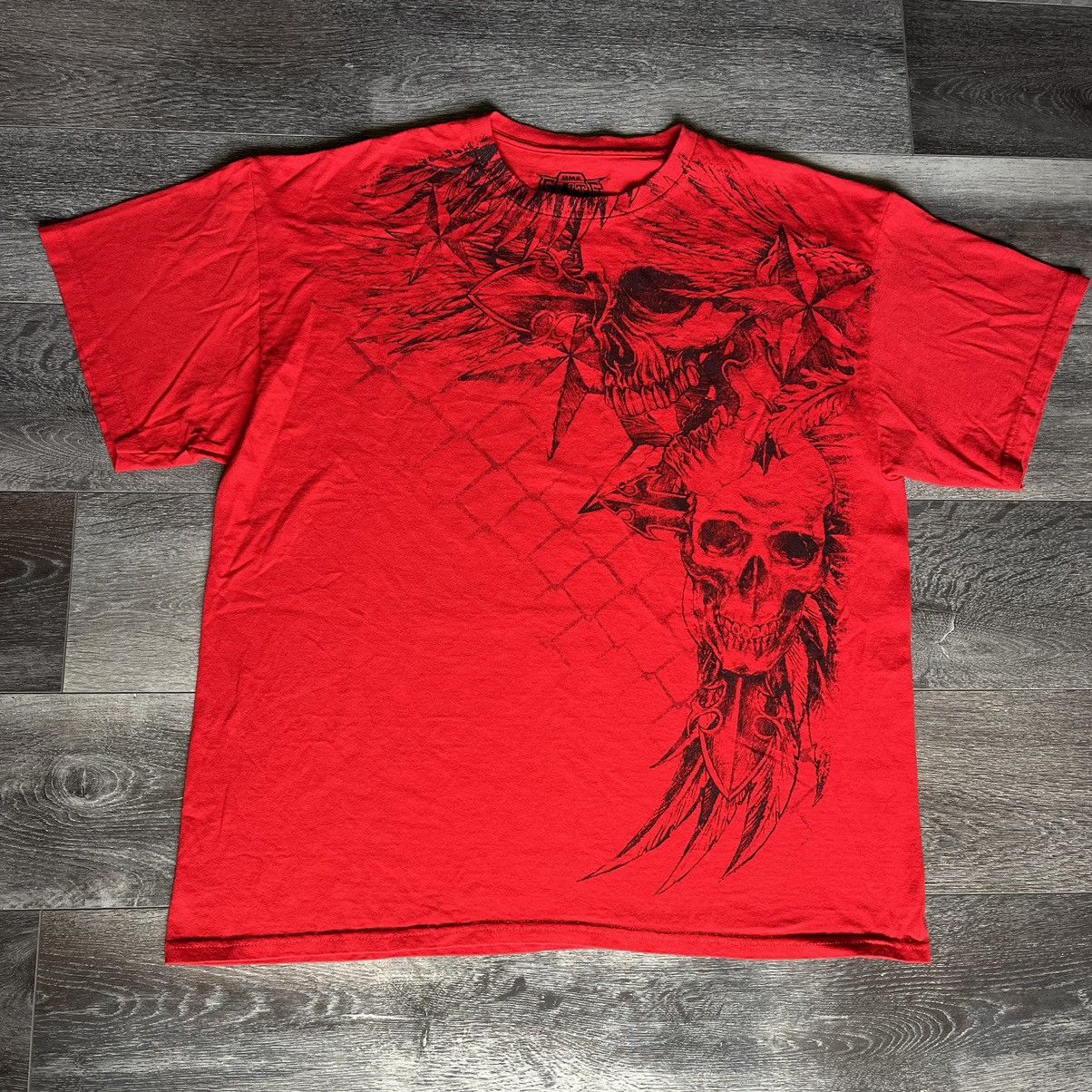 Affliction Vintage 2000s MMA Elite Skull Wings Sematary Graphic T Shirt Size US XL / EU 56 / 4 - 1 Thumbnail