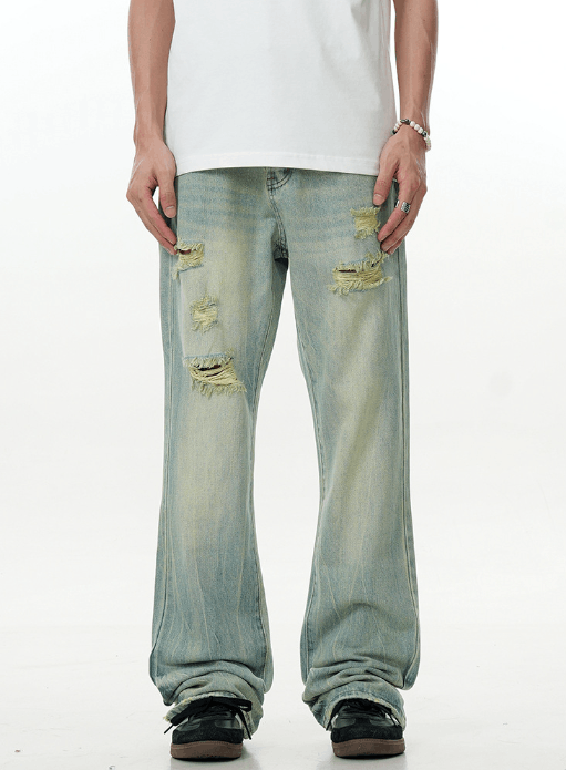 Japanese Brand × Jean American high street washed flared ripped jeans Size US 32 / EU 48 - 1 Thumbnail