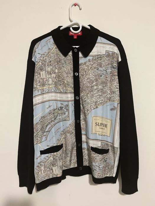 Supreme Supreme silk Map Sweater Cardigan | Grailed