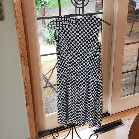 Adrianna Papell Adrianna Papell Black Polka Dots Uniquely Made Sleeve(s) Lin Size M / US 6-8 / IT 42-44 - 7 Thumbnail