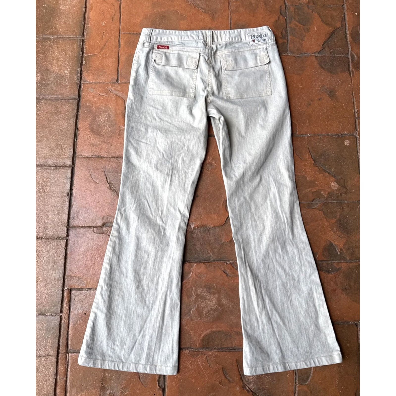 Vintage VINTAGE Mudd Jeans Flare Pants Womens 11x29 Beige Cotton Blend 90s Punk Khakis Size 32" / US 10 / IT 46 - 3 Thumbnail