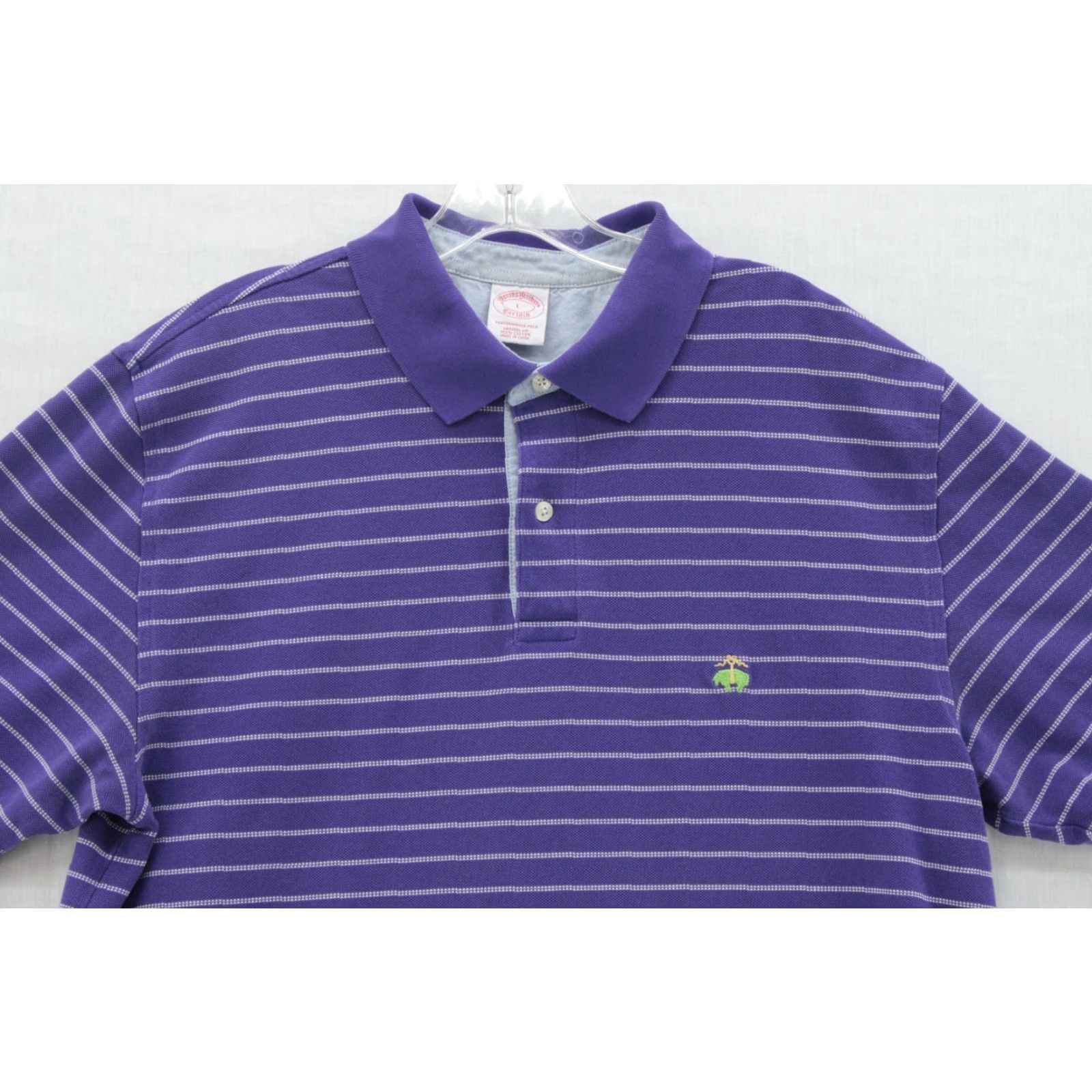 Brooks Brothers Brooks Brothers Polo Shirt Mens L Purple Striped 1818 Performance Golf Cotton Size US L / EU 52-54 / 3 - 2 Thumbnail