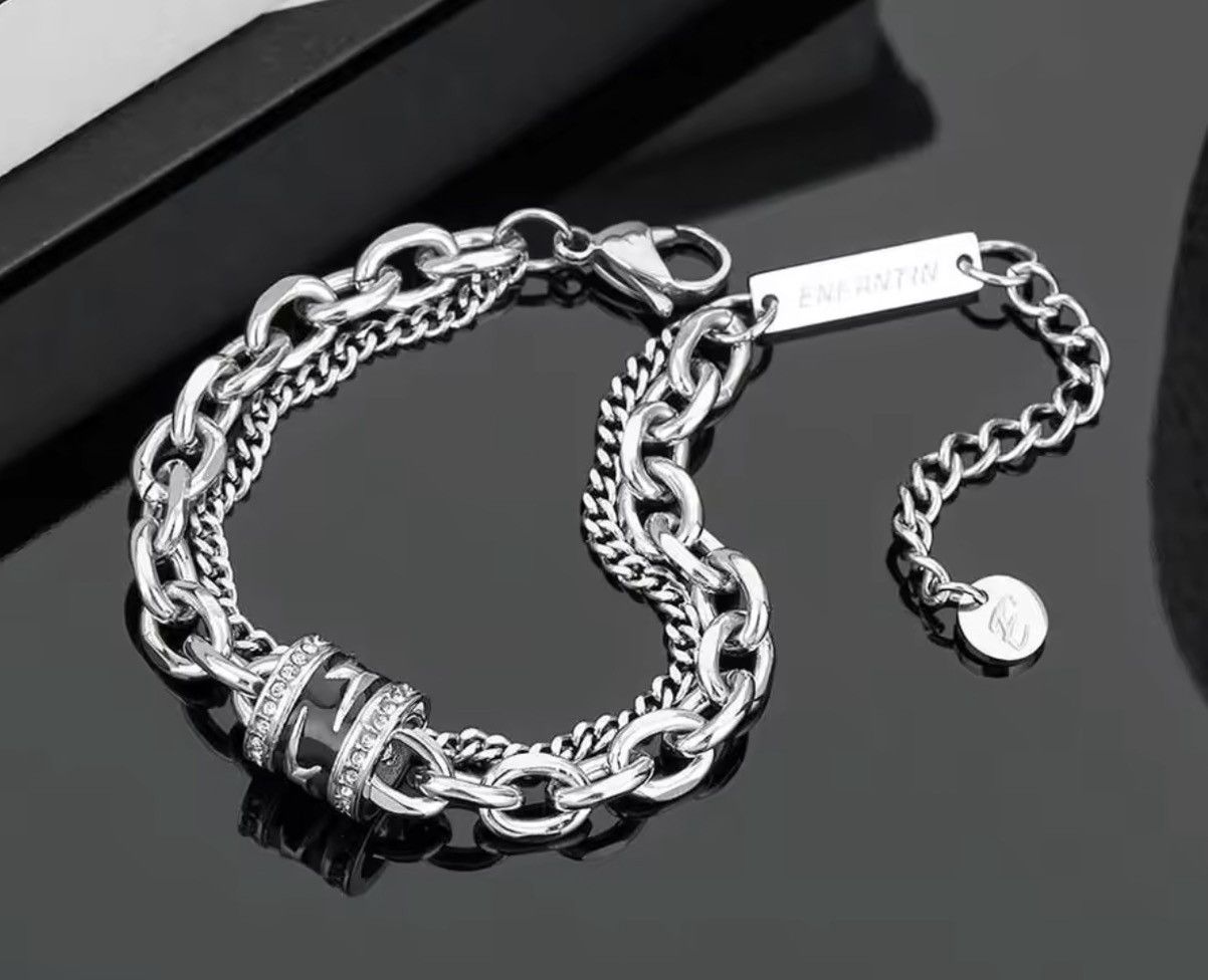 Jewelry Double-Layer Chain Bracelet - Stainless Steel & Zircon ⛓️ Size ONE SIZE - 5 Thumbnail