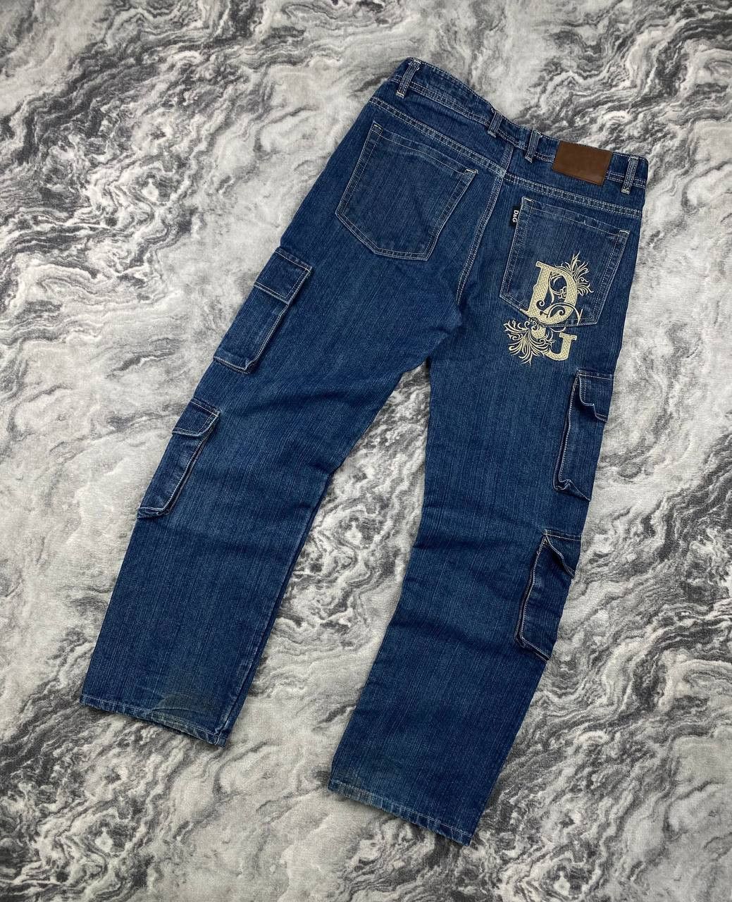 Vintage Dolce Gabbana Big Logo Denim Cargo Jeans Baggy DG
