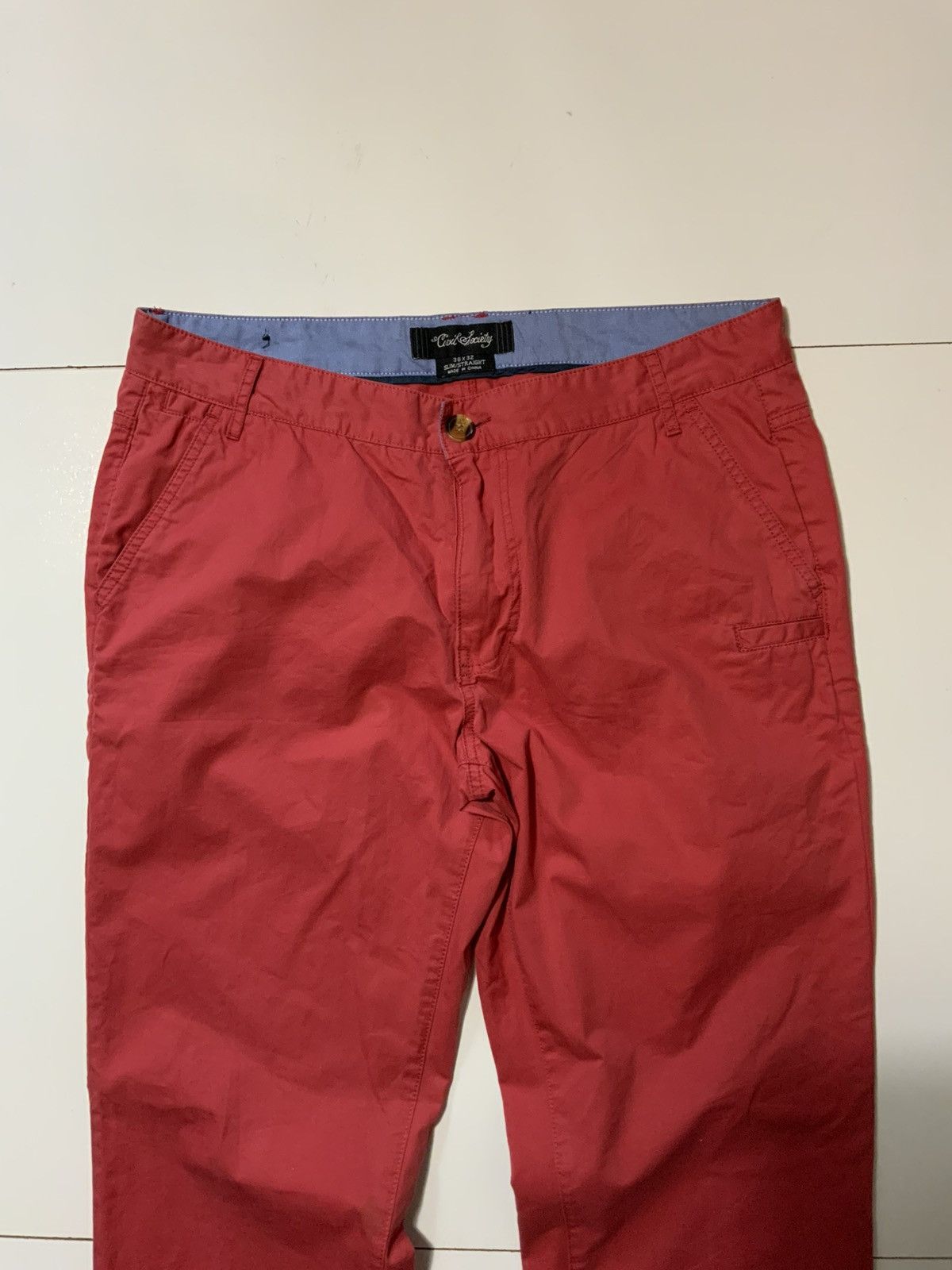 Civil Society Civil Society Salmon Coral Pink Slim Straight Chino Pants Size US 36 / EU 52 - 5 Thumbnail