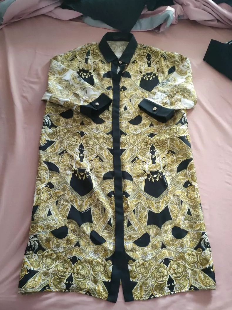 Versace Versace Dress with a gold baroque print Size US S / EU 44-46 / 1 - 1 Thumbnail