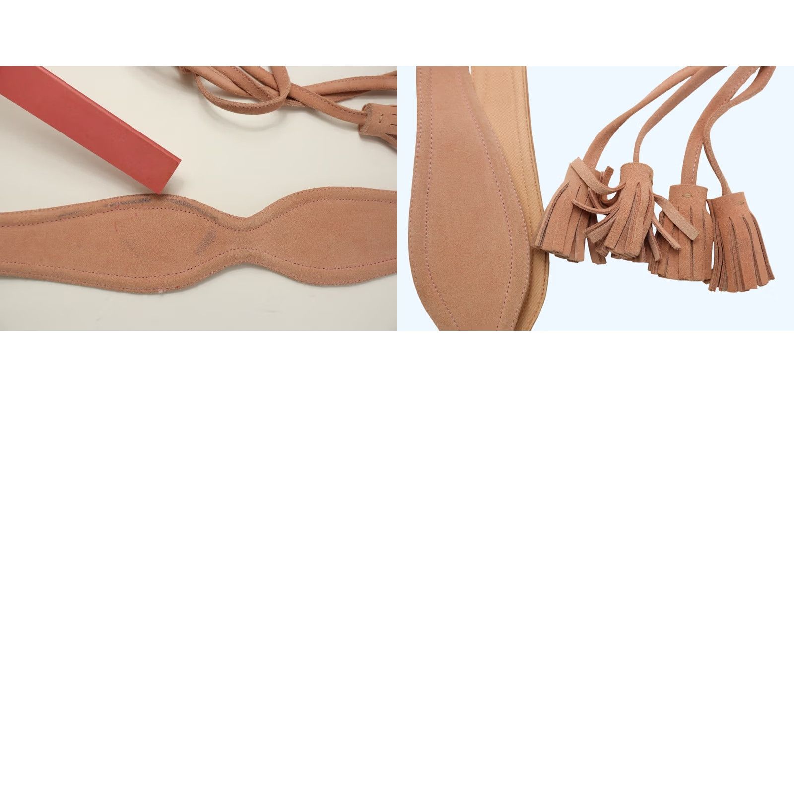 Maje MAJE Belt ONE SIZE Pink Suede Leather Fringe Details Women's Size ONE SIZE - 8 Thumbnail