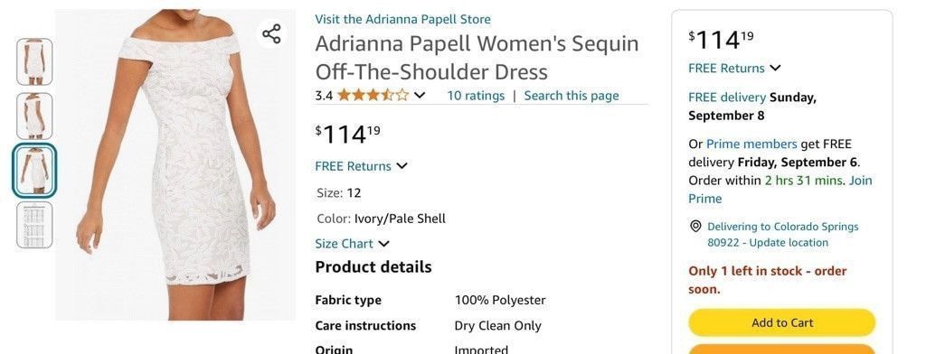 Adrianna Papell Women's Adrianna Papell White Dress Size 4 Size S / US 4 / IT 40 - 3 Thumbnail