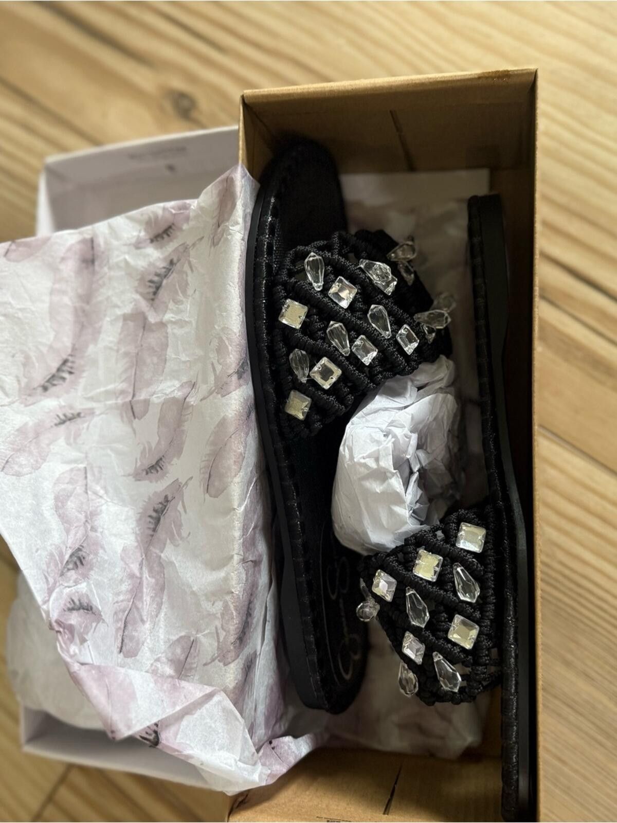Other Jessica Simpson Black Jeweled Braided Slide Sandals Size US 9.5 / IT 39.5 - 3 Thumbnail