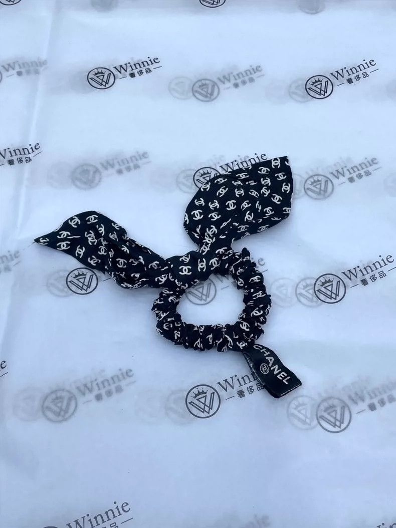 Chanel Chanel 23P black full logo bow hair ring 2504-Nextarrow Size ONE SIZE - 1 Thumbnail