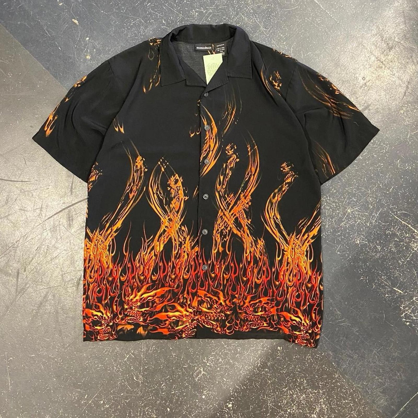 Vintage Y2K Flames Dragon Skull AOP Button Up Size US XL / EU 56 / 4 - 1 Thumbnail