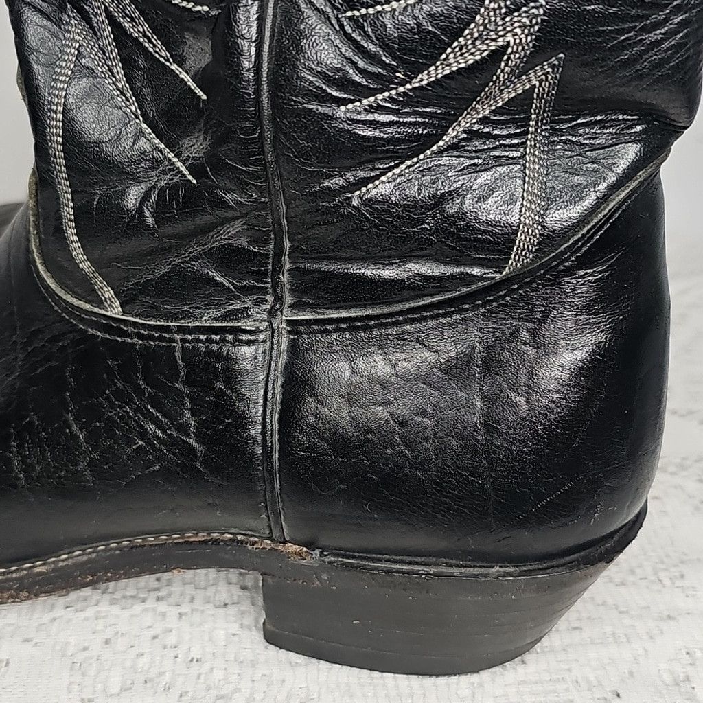 Nocona Nocona black bullhide leather cowboy rodeo western boots 9 Size US 9 / EU 42 - 3 Thumbnail