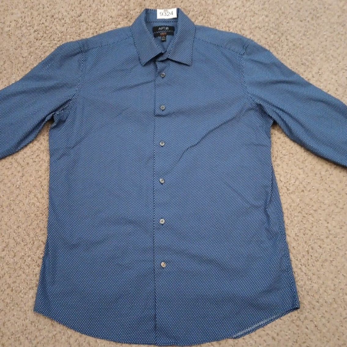 Apt. 9 Apt. 9 Shirt Mens 16.5 Slim Blue Geometric Long Sleeve Button Up Stretch Size US XL / EU 56 / 4 - 5 Thumbnail