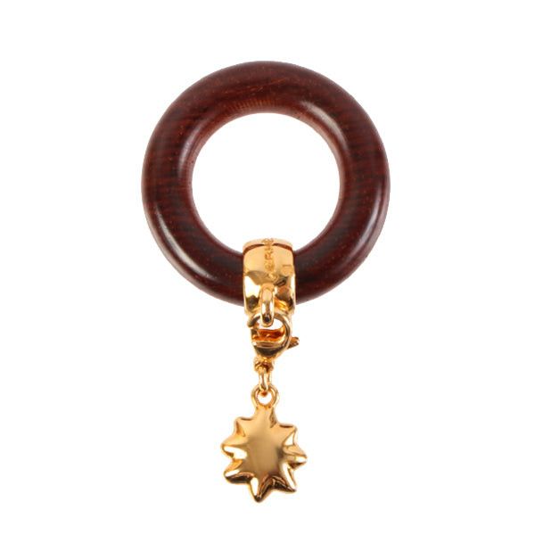image of Hermes Star Motif Swing Wood Scarf Ring Brown, Women's