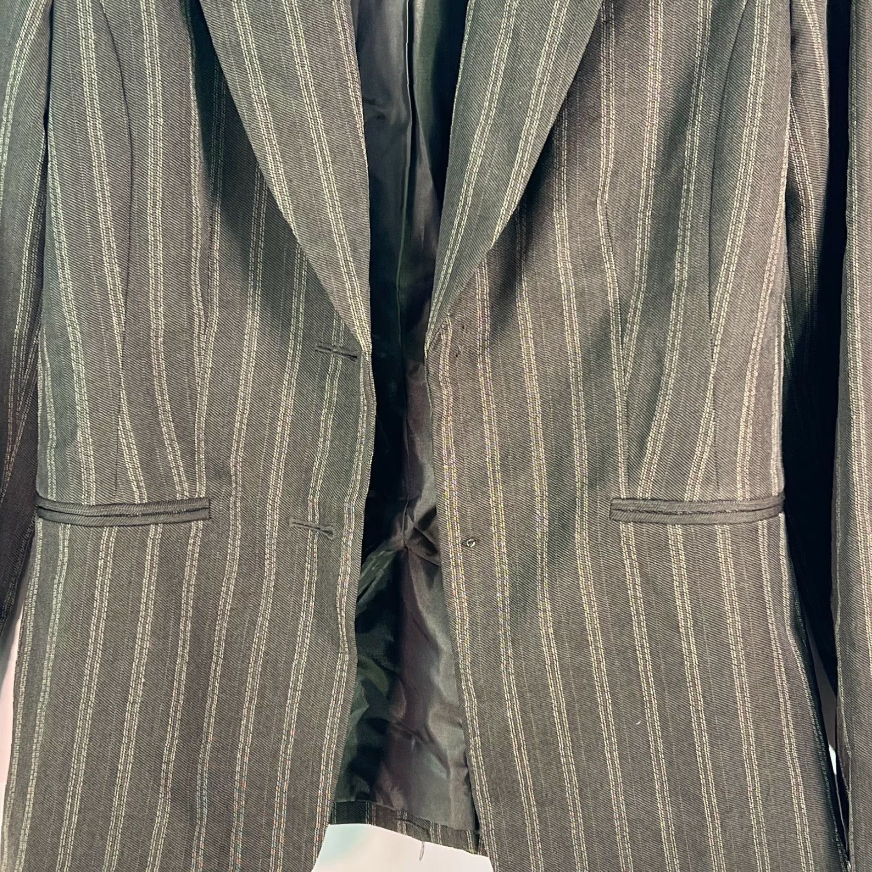 Vintage Isabel & Nina Women's Green Striped Blazer Jacket Sz 4 - Notch Lapel, Long Sleeve, Business Casual Size S / US 4 / IT 40 - 5 Thumbnail