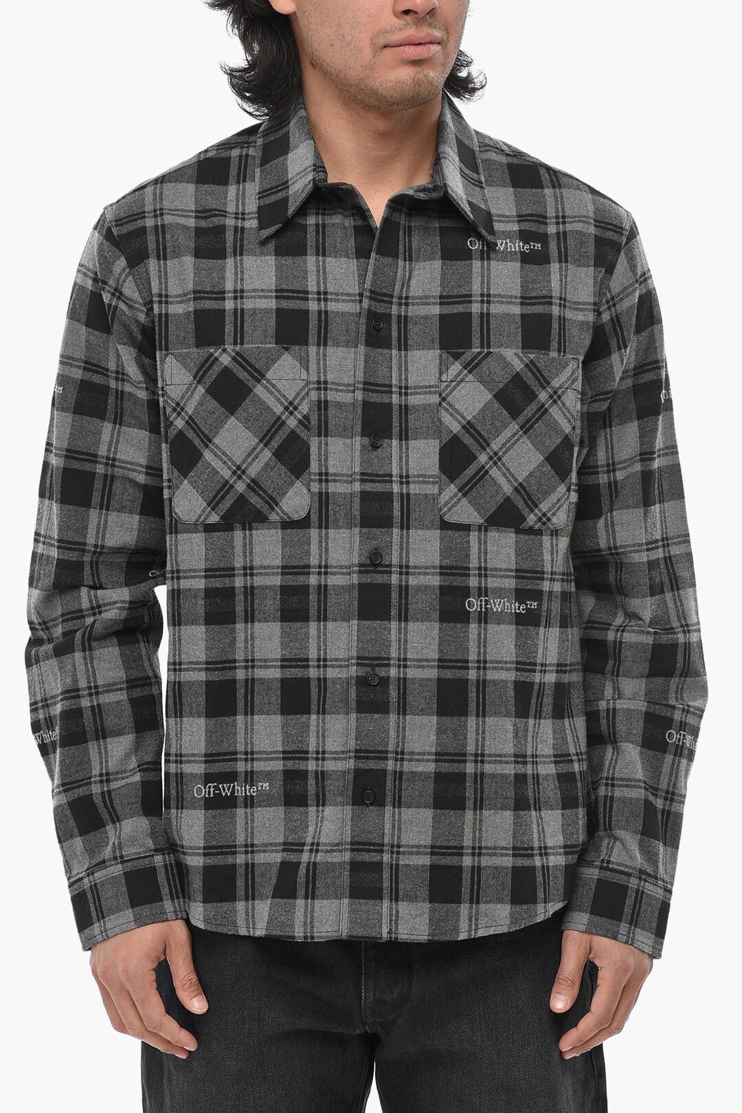 Off-White og1mm0526 Flannel Shirt in Gray/Black Size US XXL / EU 58 / 5 - 1 Thumbnail