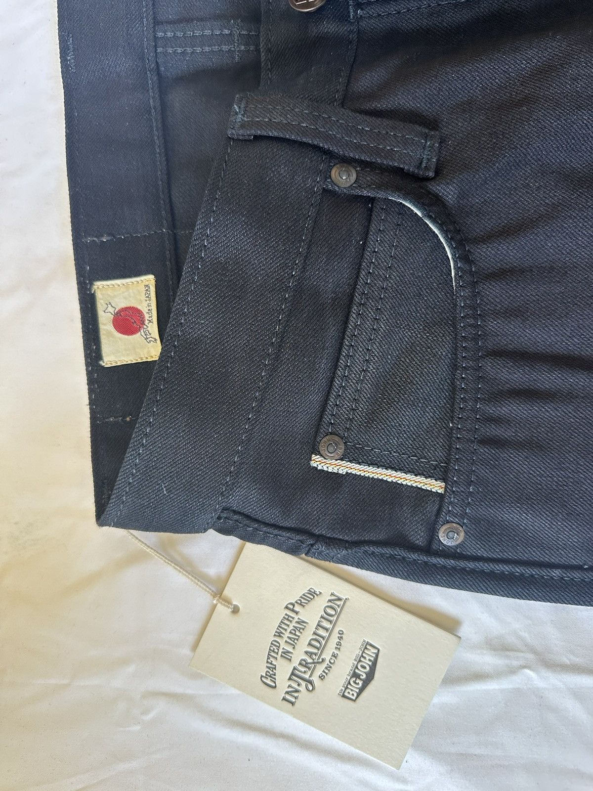 Big John × Japanese Brand Big John M106 Slim Tapered Leg Black Sulfur-Dyed Selvedge Size US 31 - 14 Thumbnail