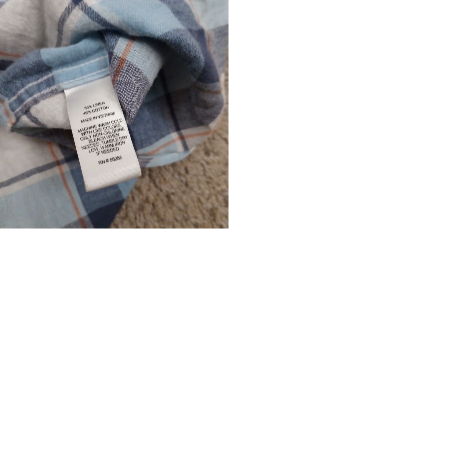 Express Express Shirt Button-Up Mens XL Blue Plaid Long Sleeve Pockets Linen Blend Cotton Size US XL / EU 56 / 4 - 9 Thumbnail